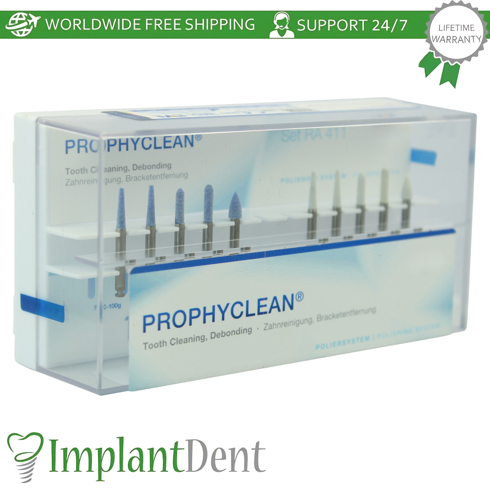 Dental Prophyclean Tooth Cleaning & Debonding Bur Set Medium/Coarse Grit