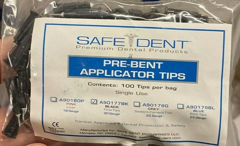 Safe-Dent A90177BK – Pre-Bent Flow Applicator tips, Black 2500pcs