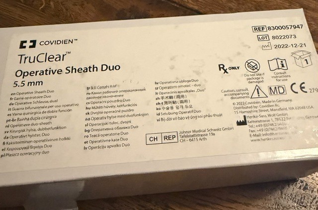 NEW 8300057947 COVIDIEN TRUCLEAR OPERATIVE SHEATH DUO TRU CLEAR 5.5MM NOT SEALED