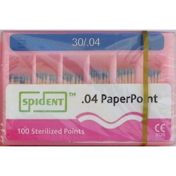 Spident Absorbent Paper Points #30, Taper 0.04, ISO Standardized, Color