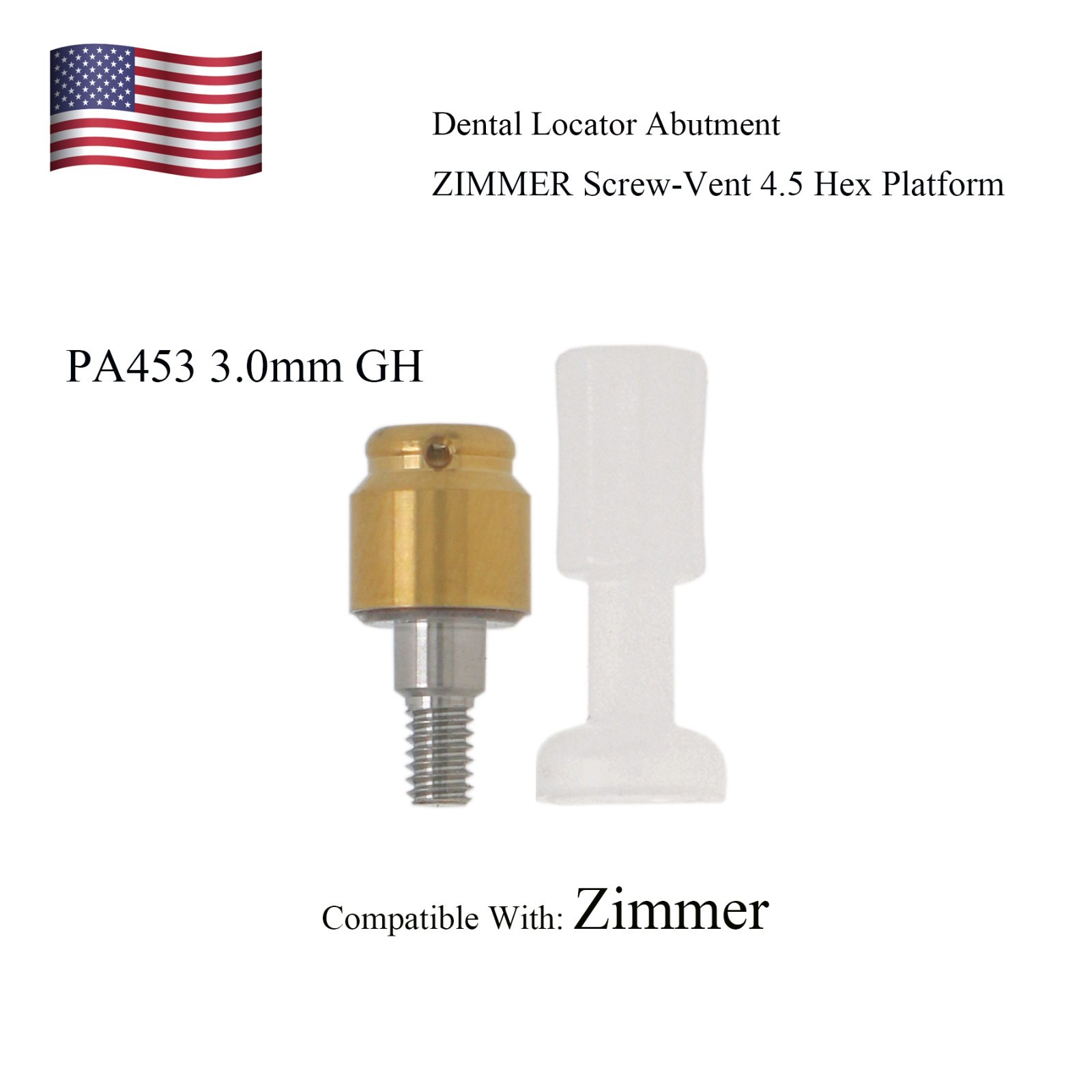 US Implants Locator Abutment Caps for Zimmer Tapered Screw-vent 4.5 Internal-Hex