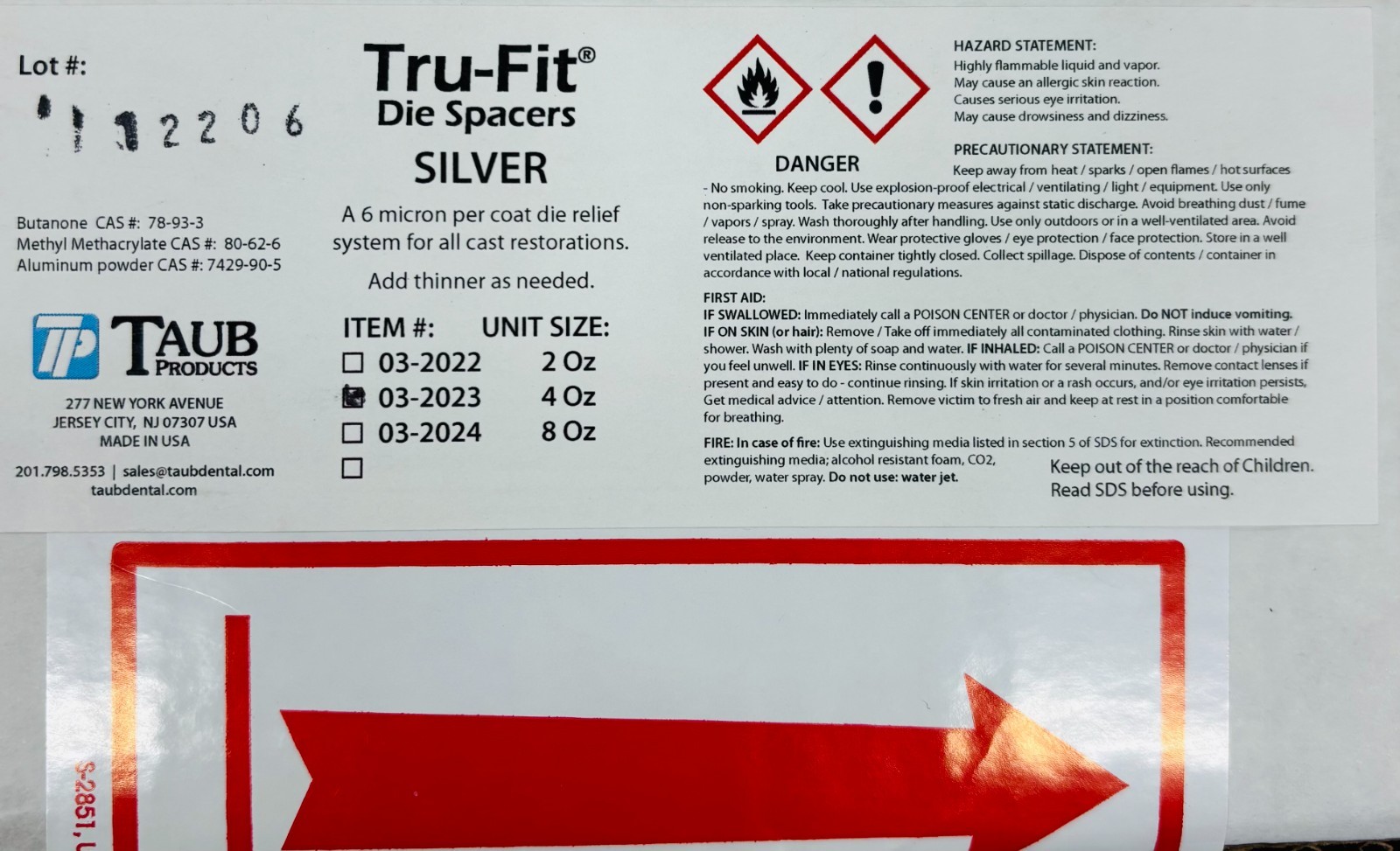 George Taub [TRU-FIT] Die Spacers 4oz Gold Color & Silver Color