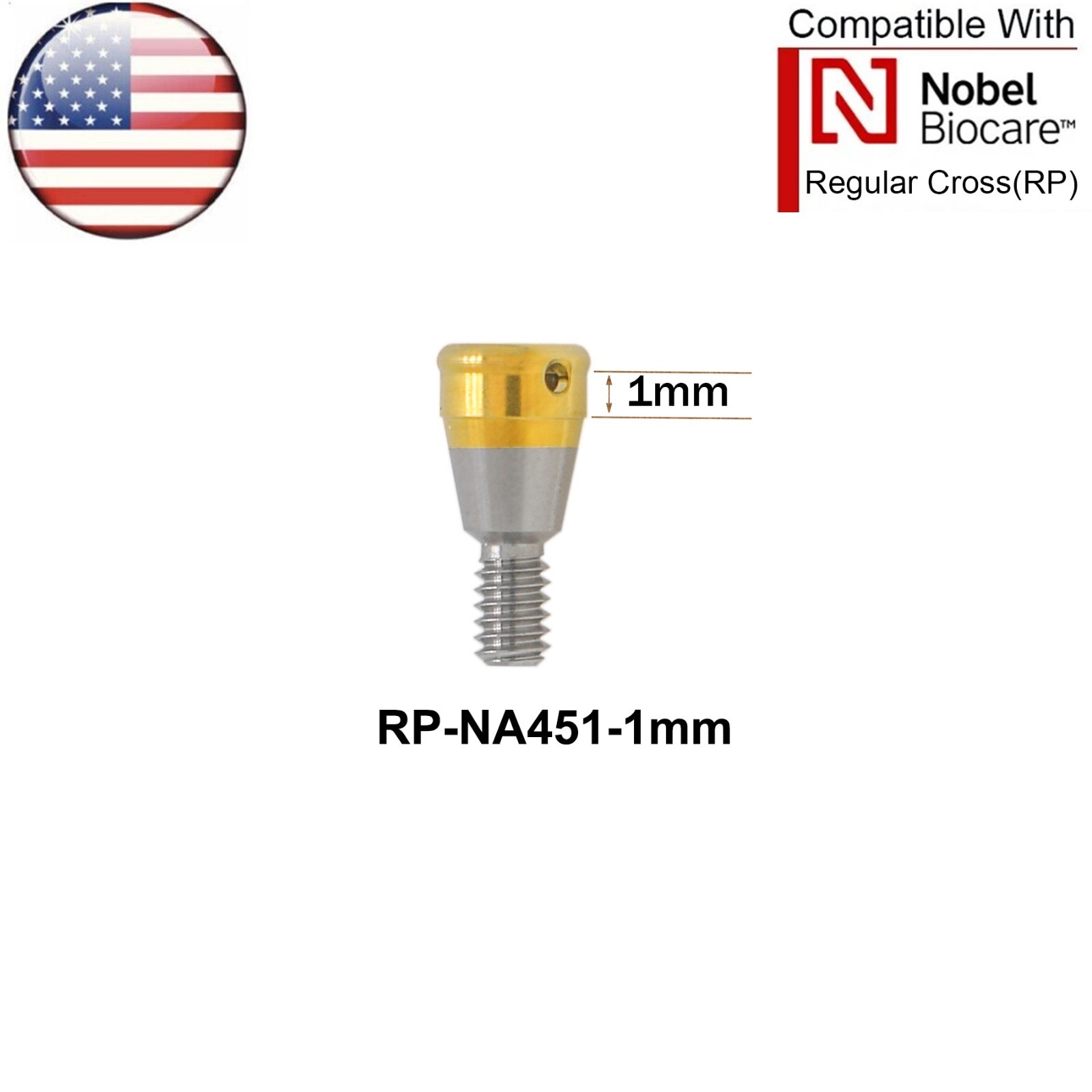 US Dental RP Implant Locator Abutment For Nobel Biocare Active AH=1/2/3/4/5.0mm