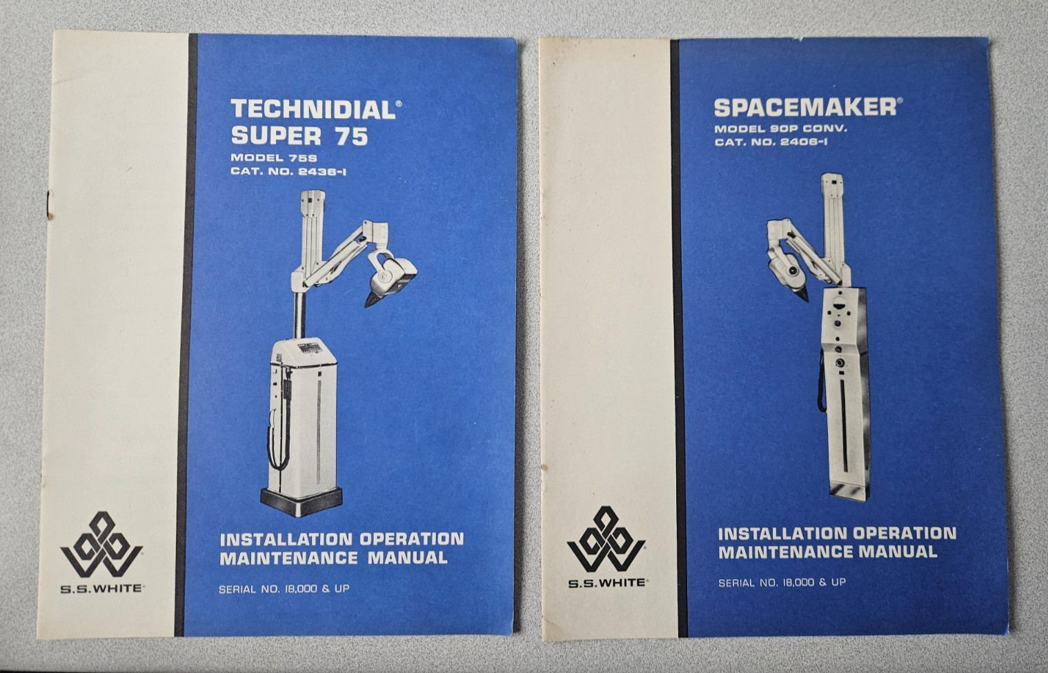 SS WHITE VINTAGE MODEL 75S MANUAL & MODEL 90P CONV. MAINTENANCE MANUAL