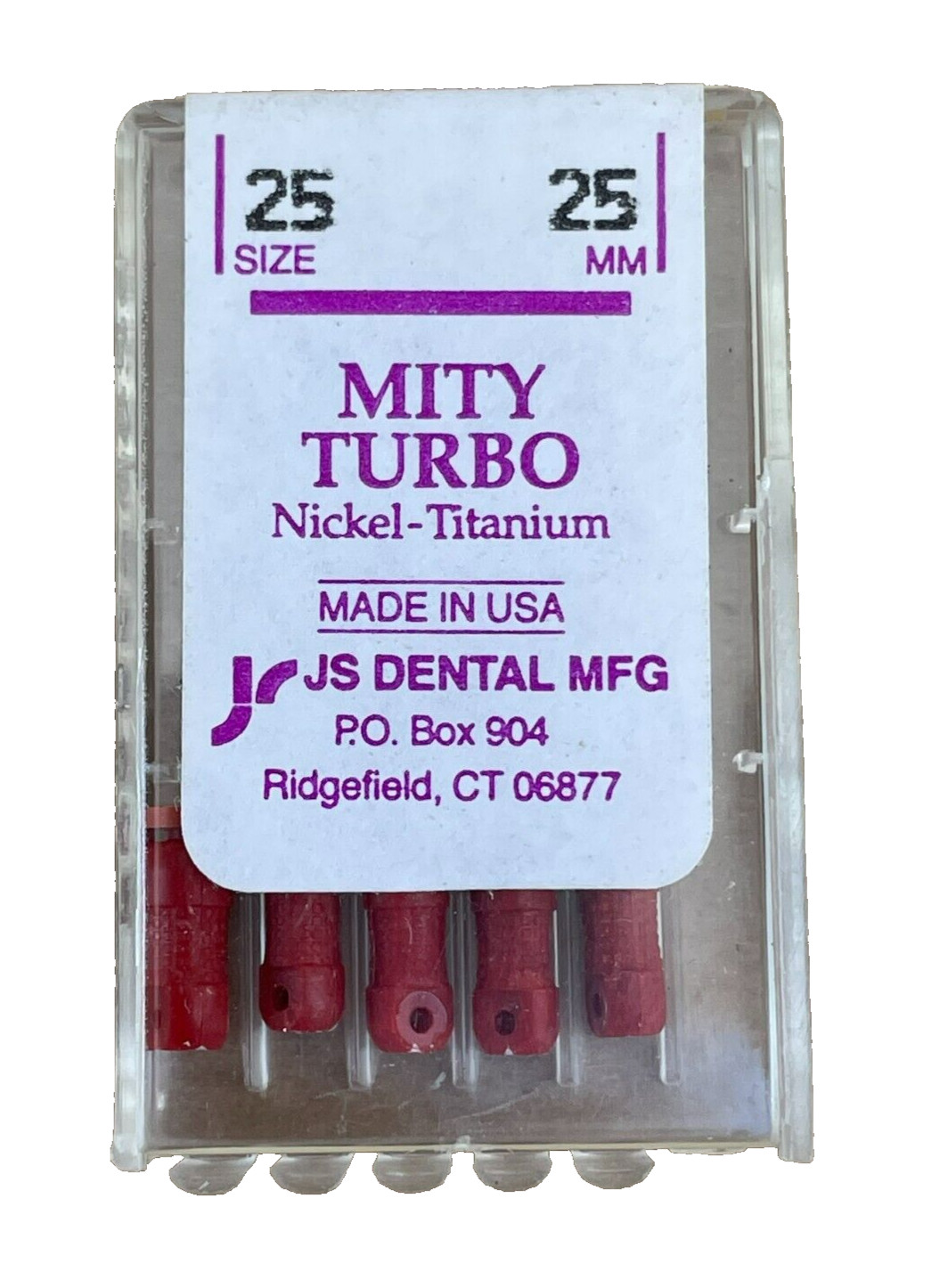 Js Dental MFG Turbo Nickel-Titanium Size 25 / 25mm, Made in USA
