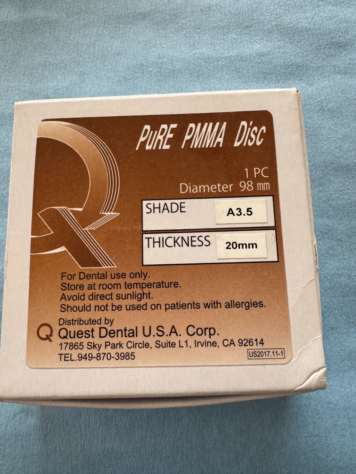 PuRe PMMA Milling Disc 98mm x 20mm – Shade A3.5