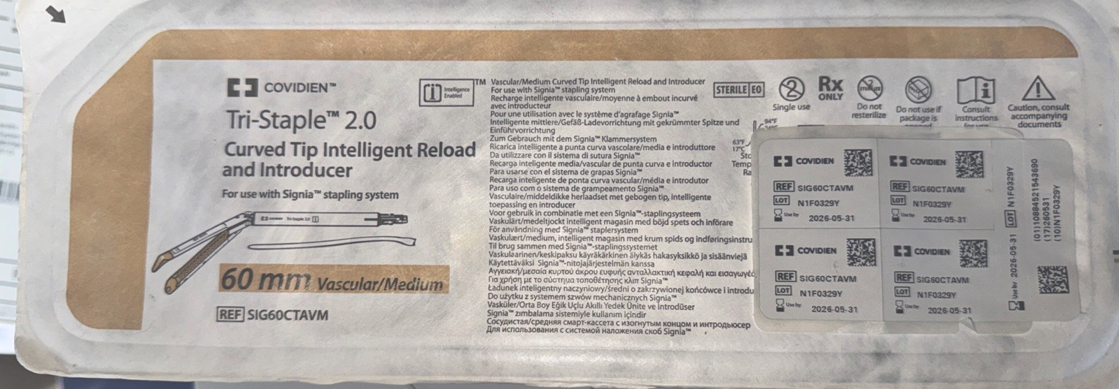 Covidien Tri-staple 2.0 Curved Tip Intelligent Reload And Introducer. 60 Mm
