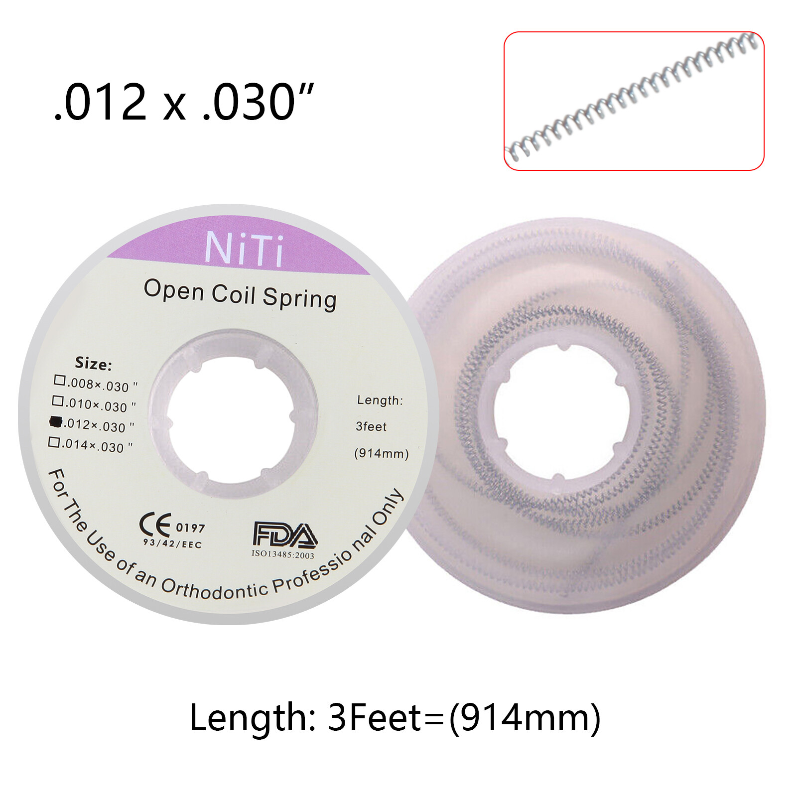 10 Roll Dental Orthodontic Niti Open Coil Spring Spool Dia.012 *030 ” inch 914mm