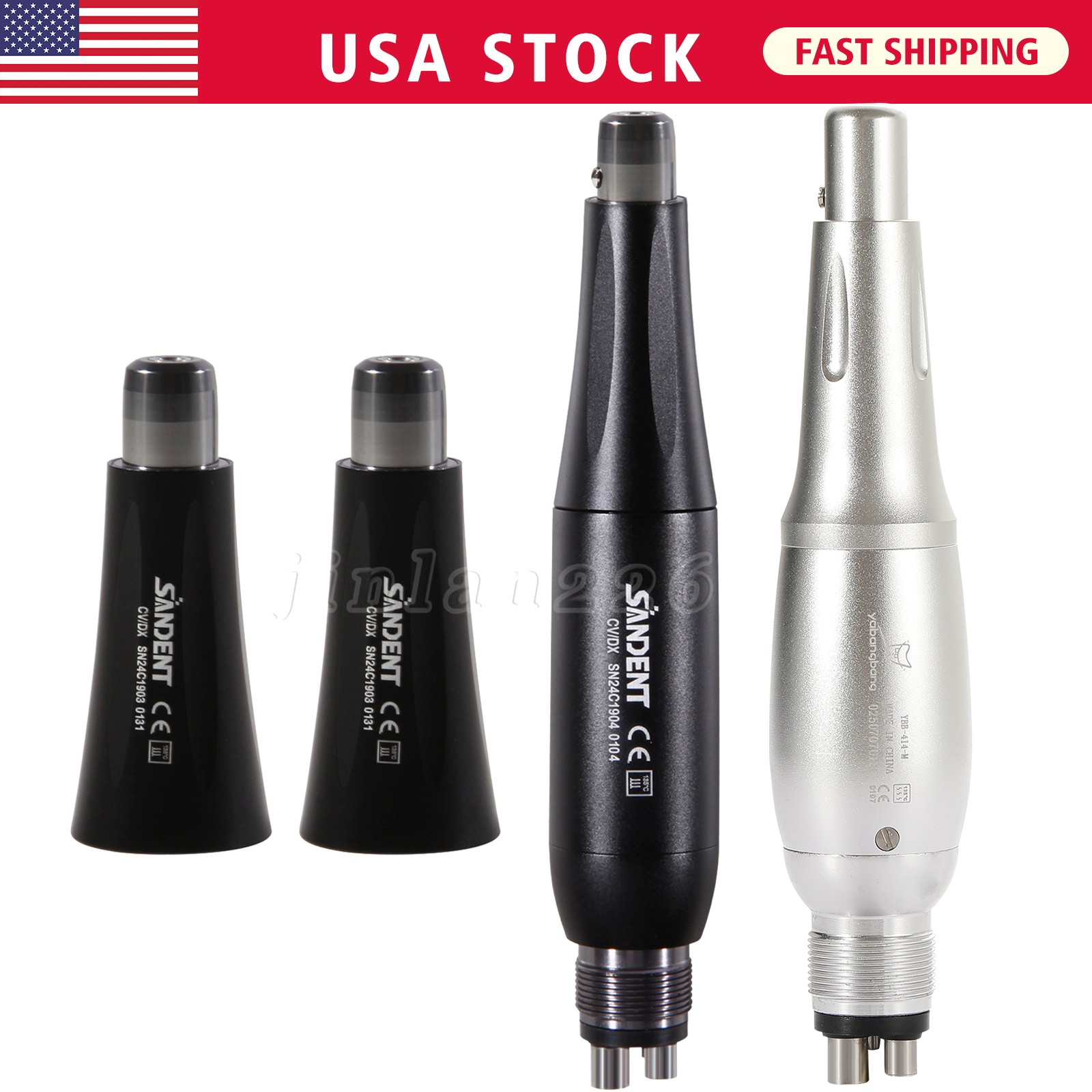 Dental Hygiene Prophy Air Motor Handpiece Kit 3 Nose Cones 360° Swivel 4 Holes