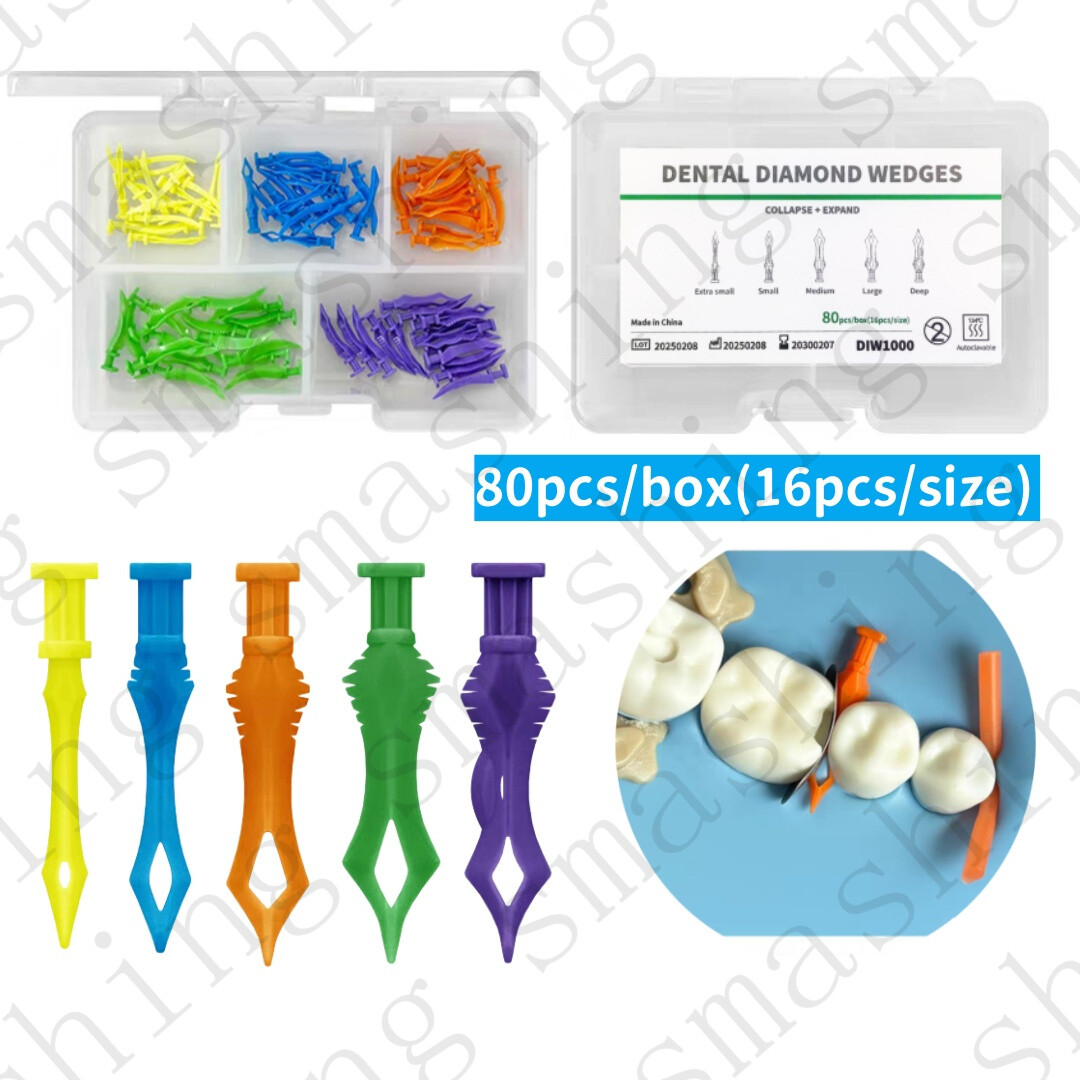 80pcs Dental Diamond Wedges Plastic Fixing Diastema Adaptive Interdental Wedge