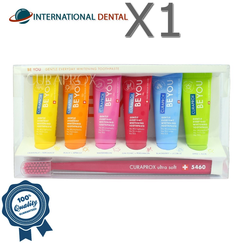 Curaprox Be You 6 Taste Toothpaste & Toothbrush Pack Whitening Oral Care Set