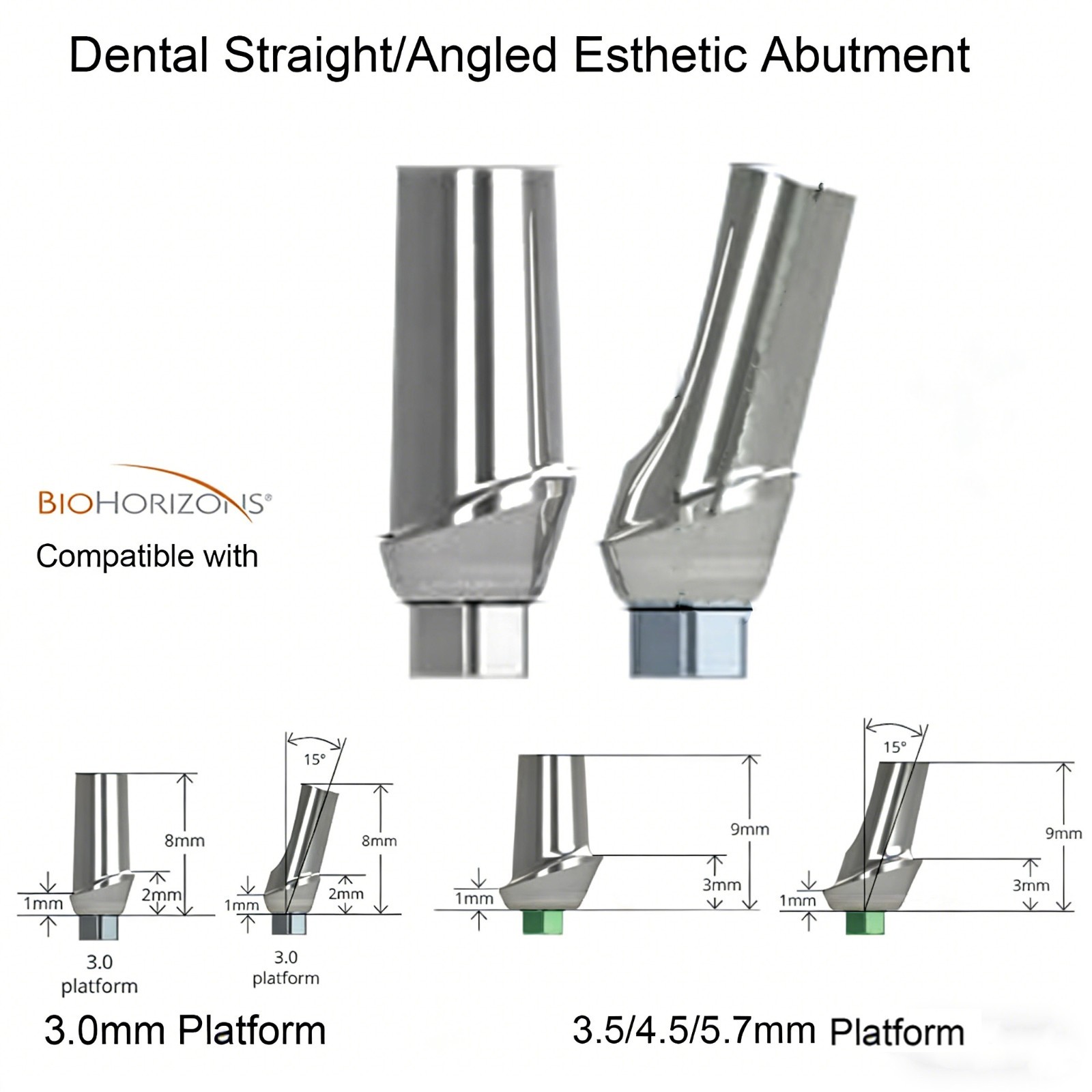 BioHorizons Locator/Straight/Angled Esthetic Abutment 3-5.7mm Dental Lab Analog