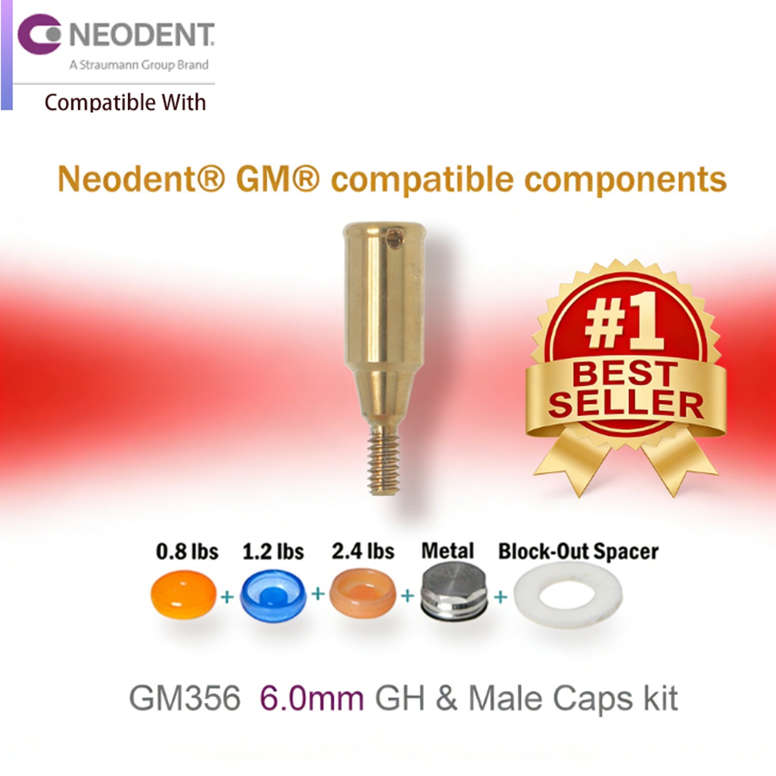 Overdenture Locator Abutment Neodent GRAND MORSE GM Male Caps Inserts Core Tool