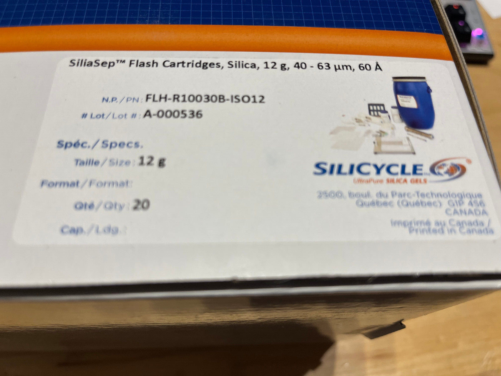 silicycle Siliasep Flash cartridges spherical silica gel , 12g, 40-63 um FLH-R