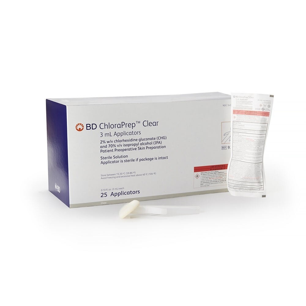 Skin Prep Solution, ChloraPrep™, Clear, 3mL, Foam Ap, 2%/70% Strength, 25/Case