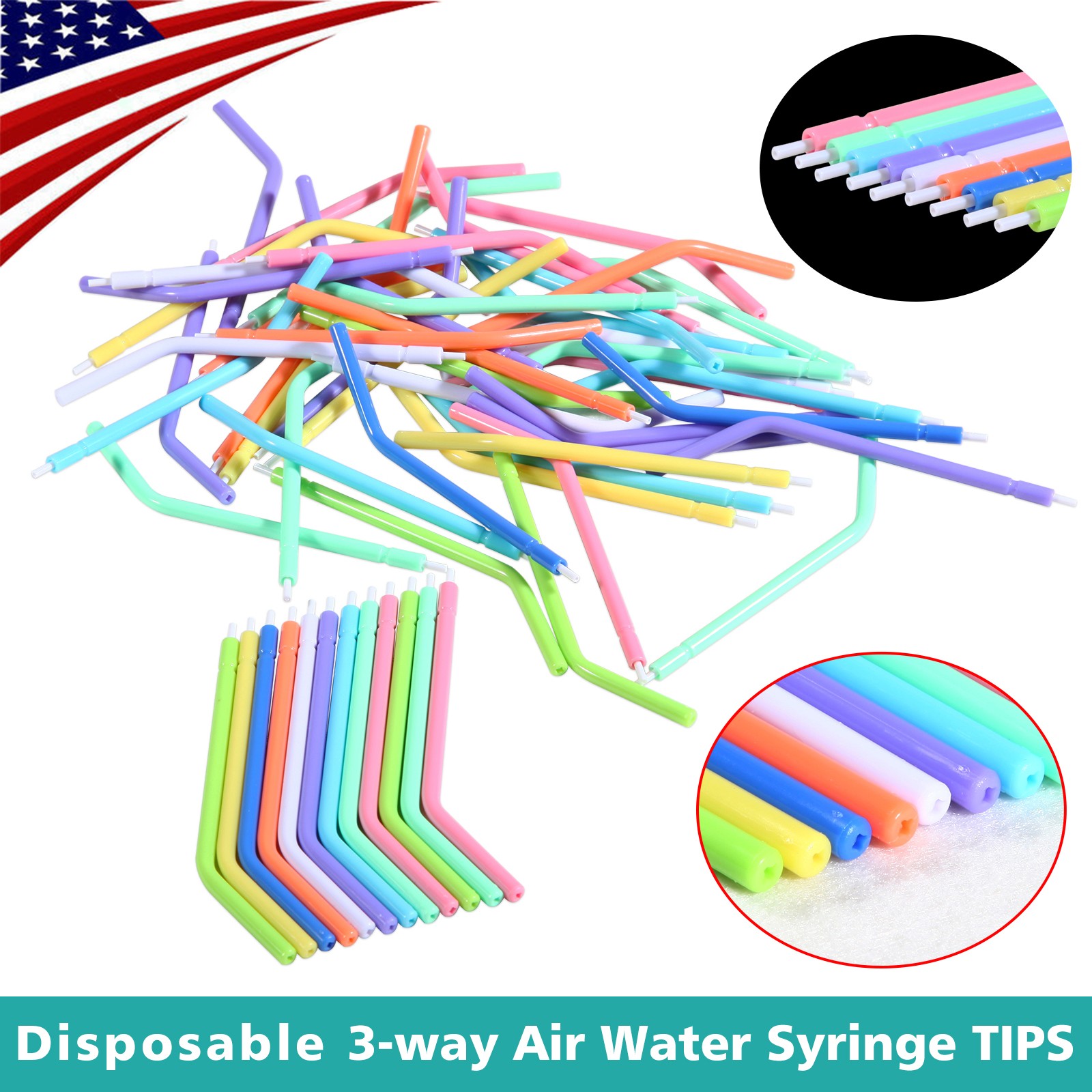 10 packs Dental 3 Way Air Water Syringe Disposable Spray Tips Triple Nozzle Tube