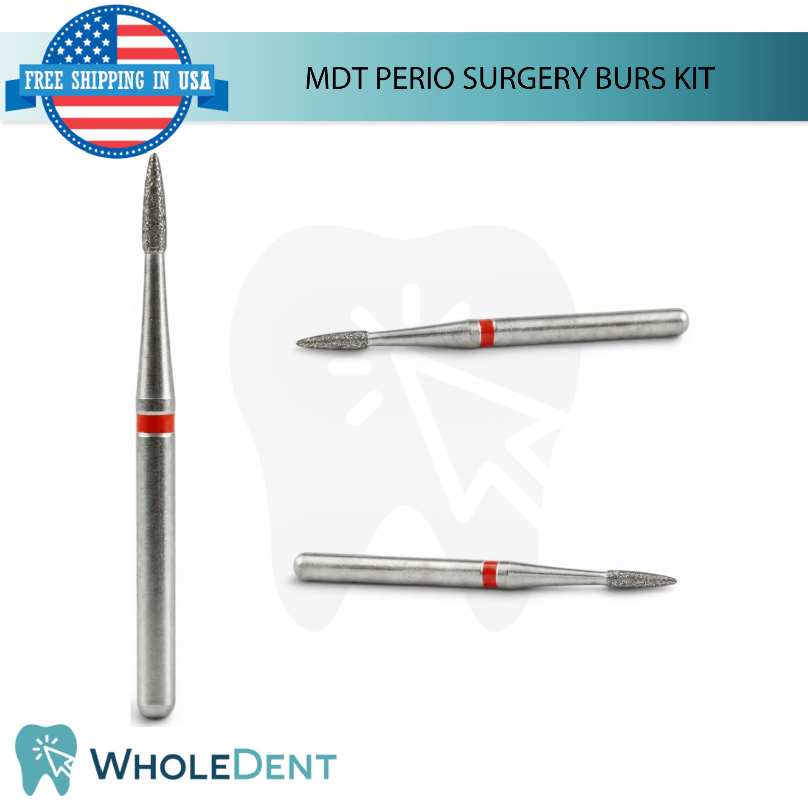 MDT Perio Dental Burs Kit 13Pc Stainless Steel Diamond Coated B0ne Shaping Tool