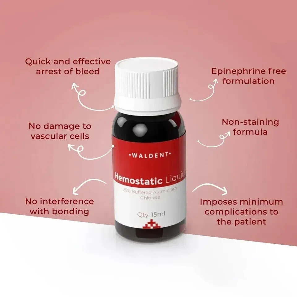 Waldent Hemostatic Liquid 25% Aluminum Chloride 15ml For Dental Use (Free Ship).