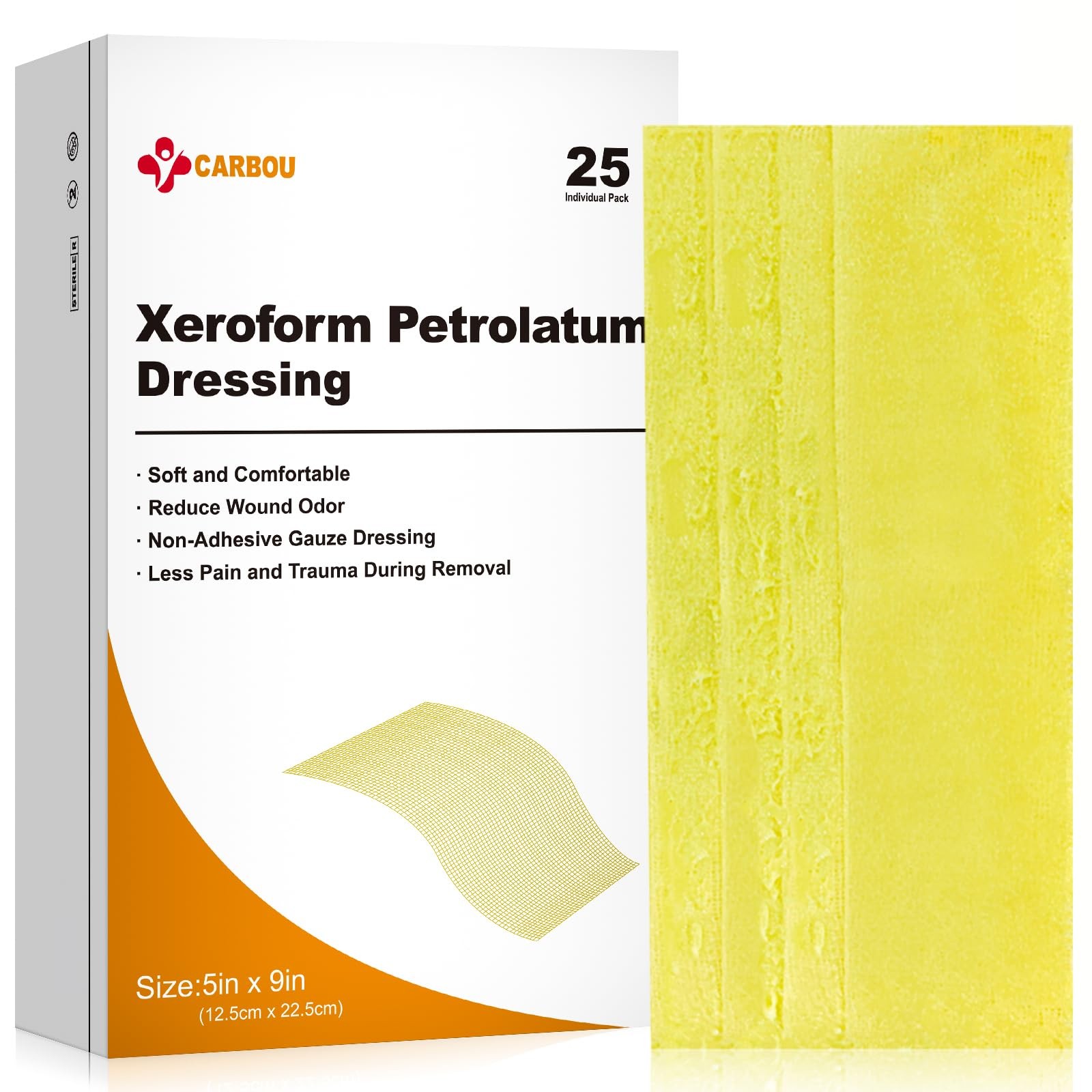 Carbou Medical Xeroform Petrolatum Dressing 5″x9″, 25 5″x9″ (Pack of 25)
