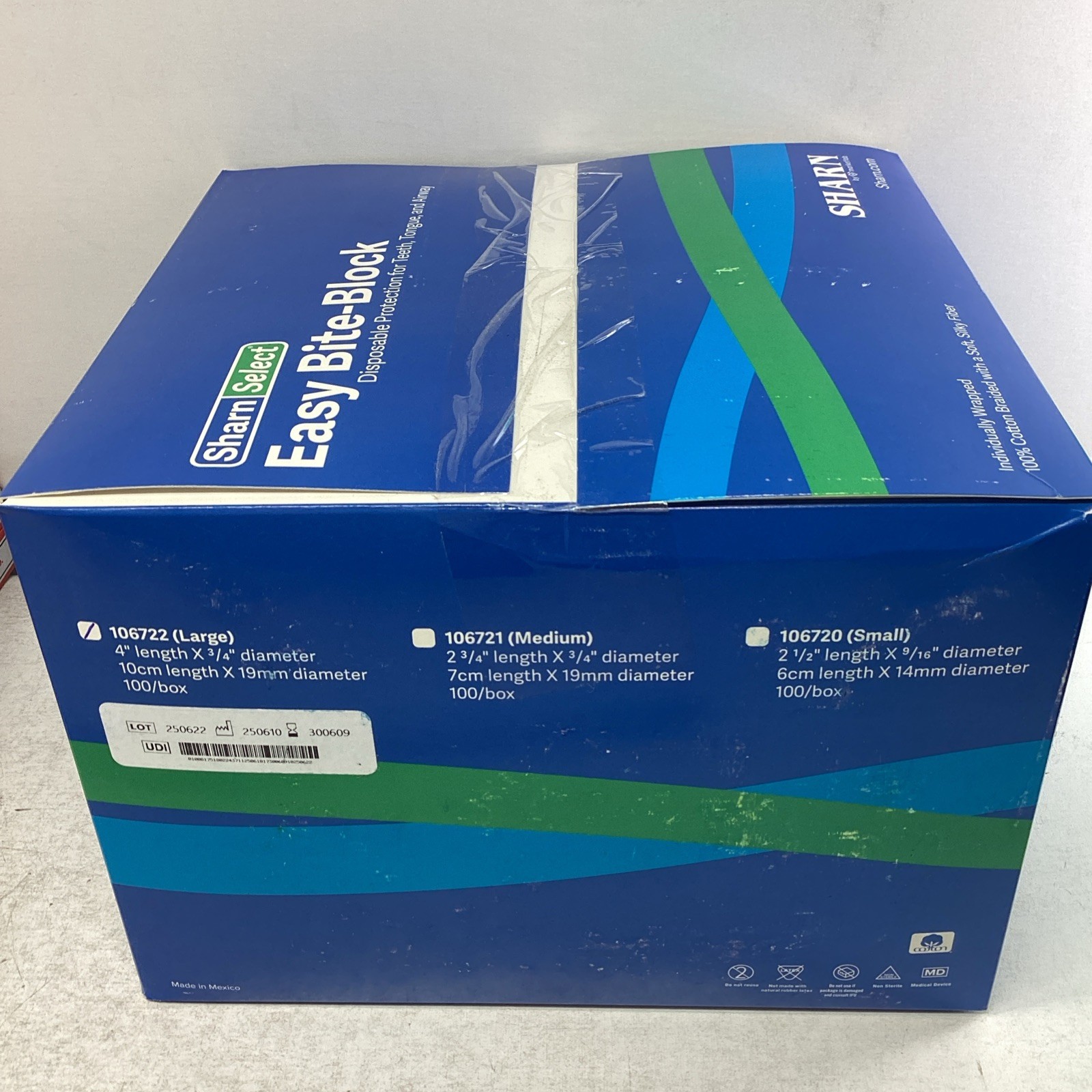 Sharn Select Dental Medical Disposable Bite Block 4x.75 Inches 100/Box Exp 06/30