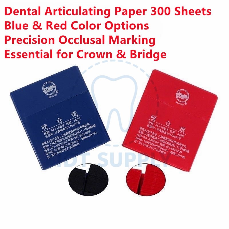 Dental Articulating Paper Blue Red 300 Sheets Occlusal Adjustment Bite Marking