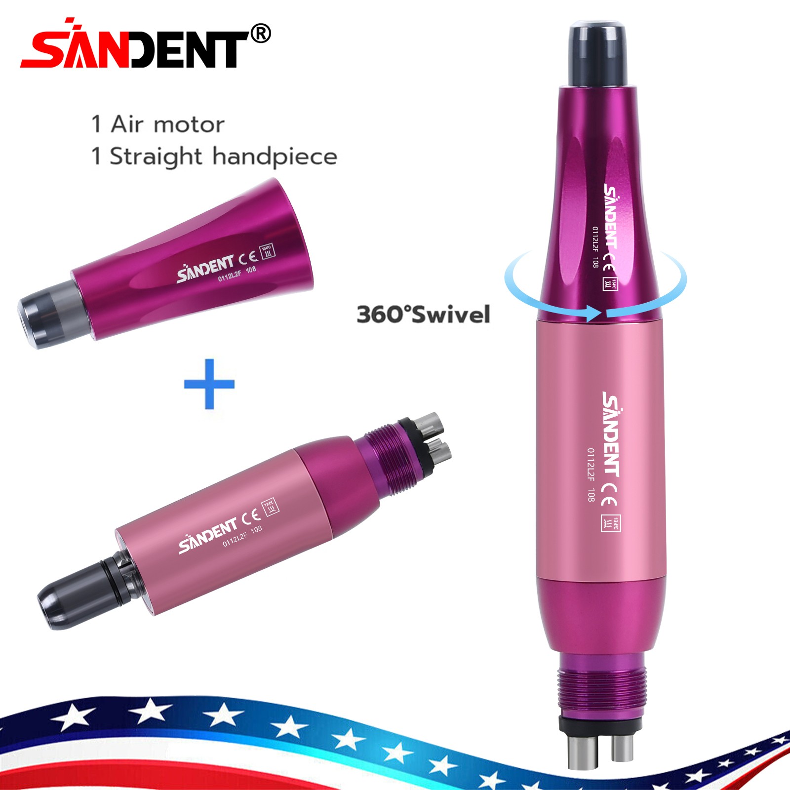 Dental Cordless Hygiene Prophy Handpiece/Prophy Angles 4:1 Air Motor 4H/2Hole