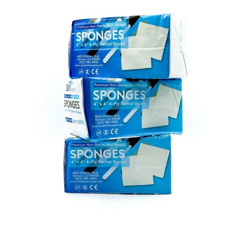 Up to 5000 Dental Gauze Sponge 2×2 / 3×3 / 4×4 4 Ply Non Woven NS Cotton