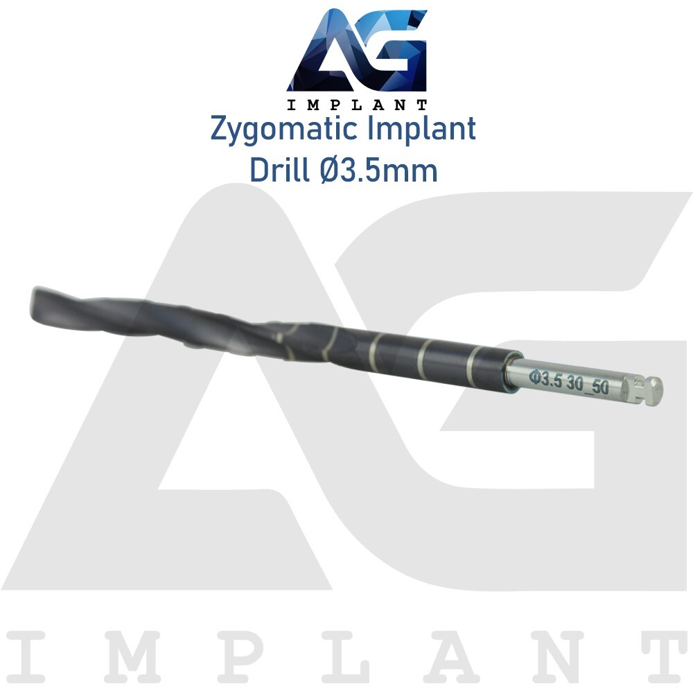 5 Zyg Drills Ø3.5mm For Zygomatic Fixtures Stainless Steel With A DLC