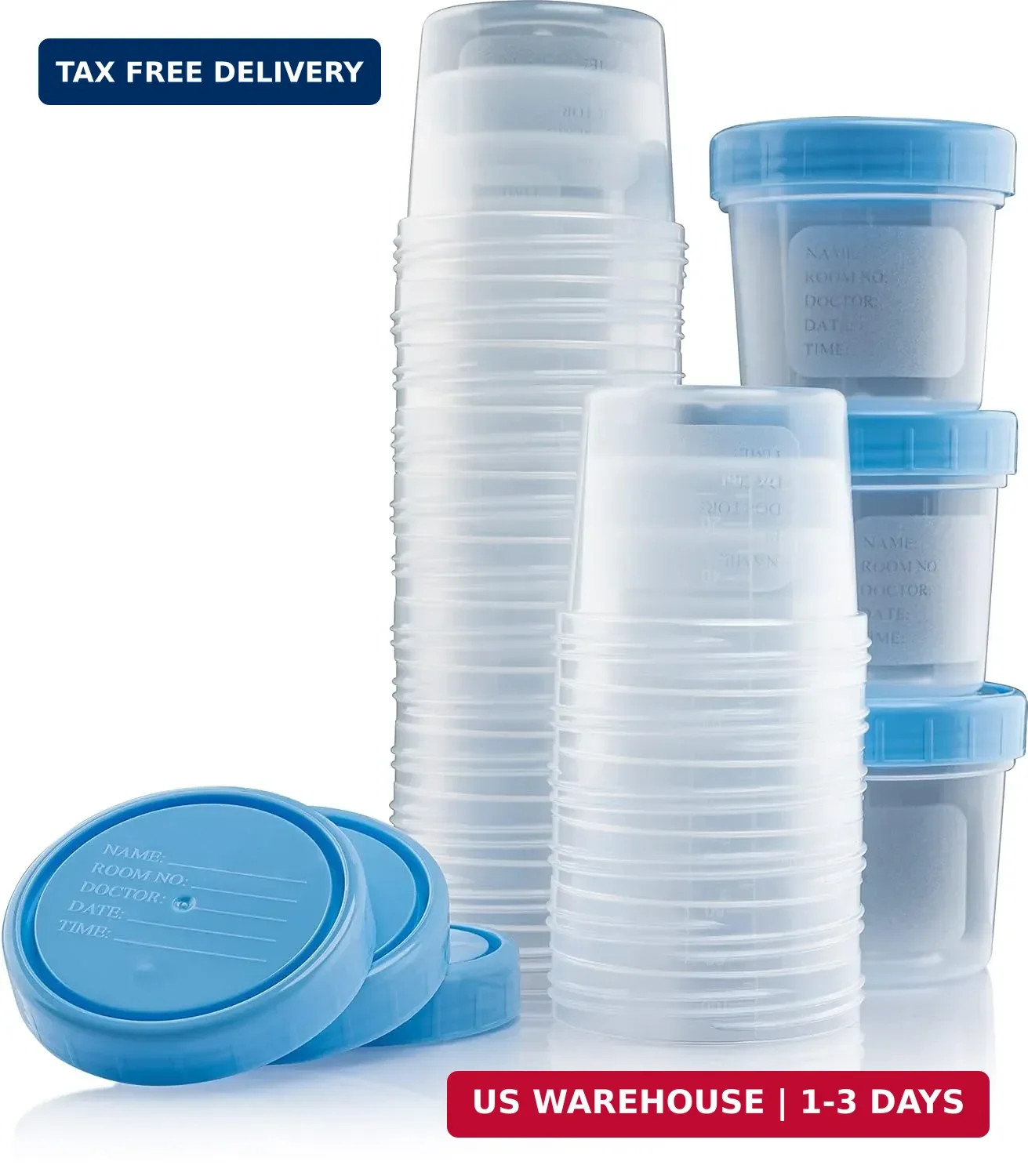 Caremax Supply Specimen Cups with Lids-Leak Proof Lid- High Quality Latex Free P