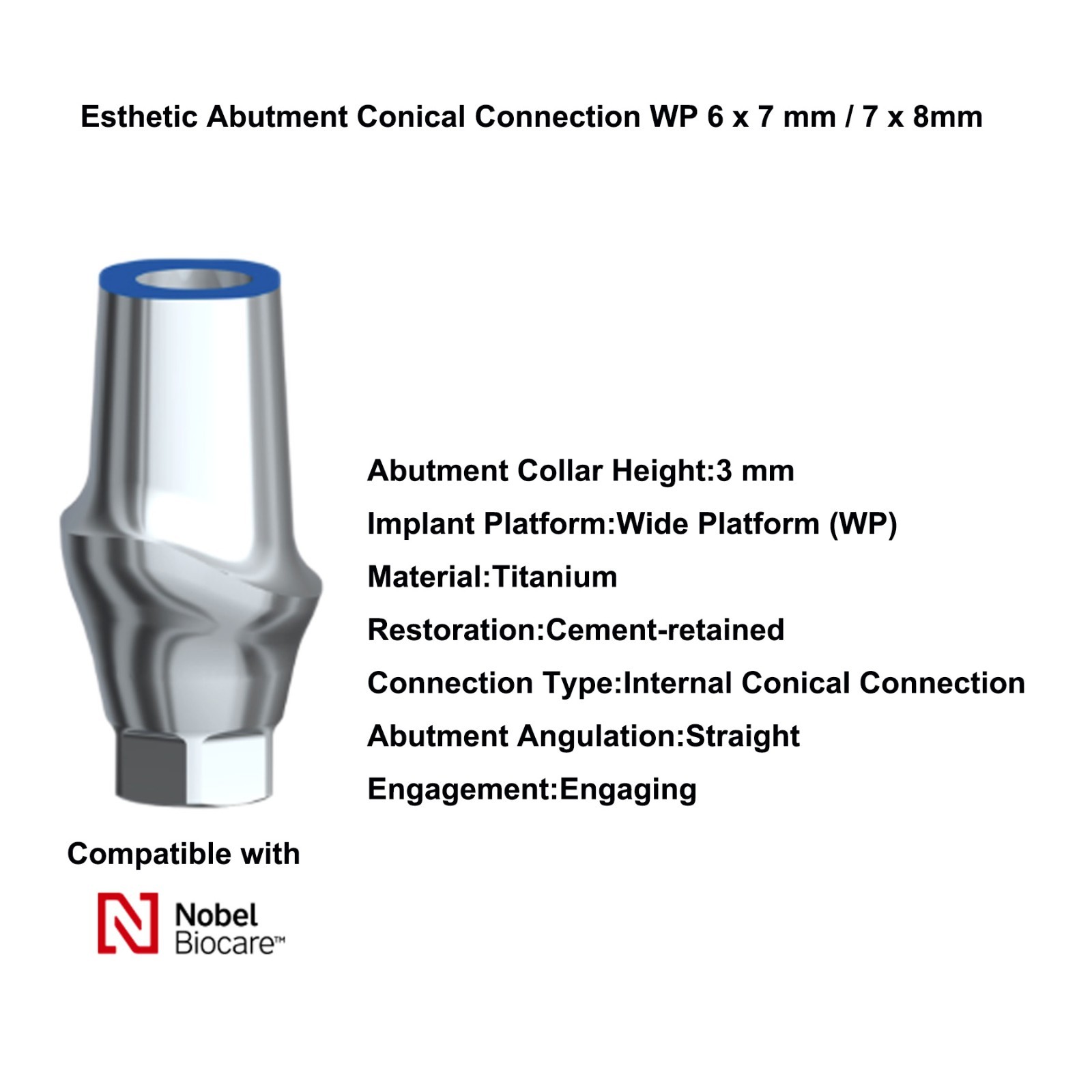 Dental Esthetic Abutment Conical Connection NP/RP/WP fits Nobel Active &CC Plat