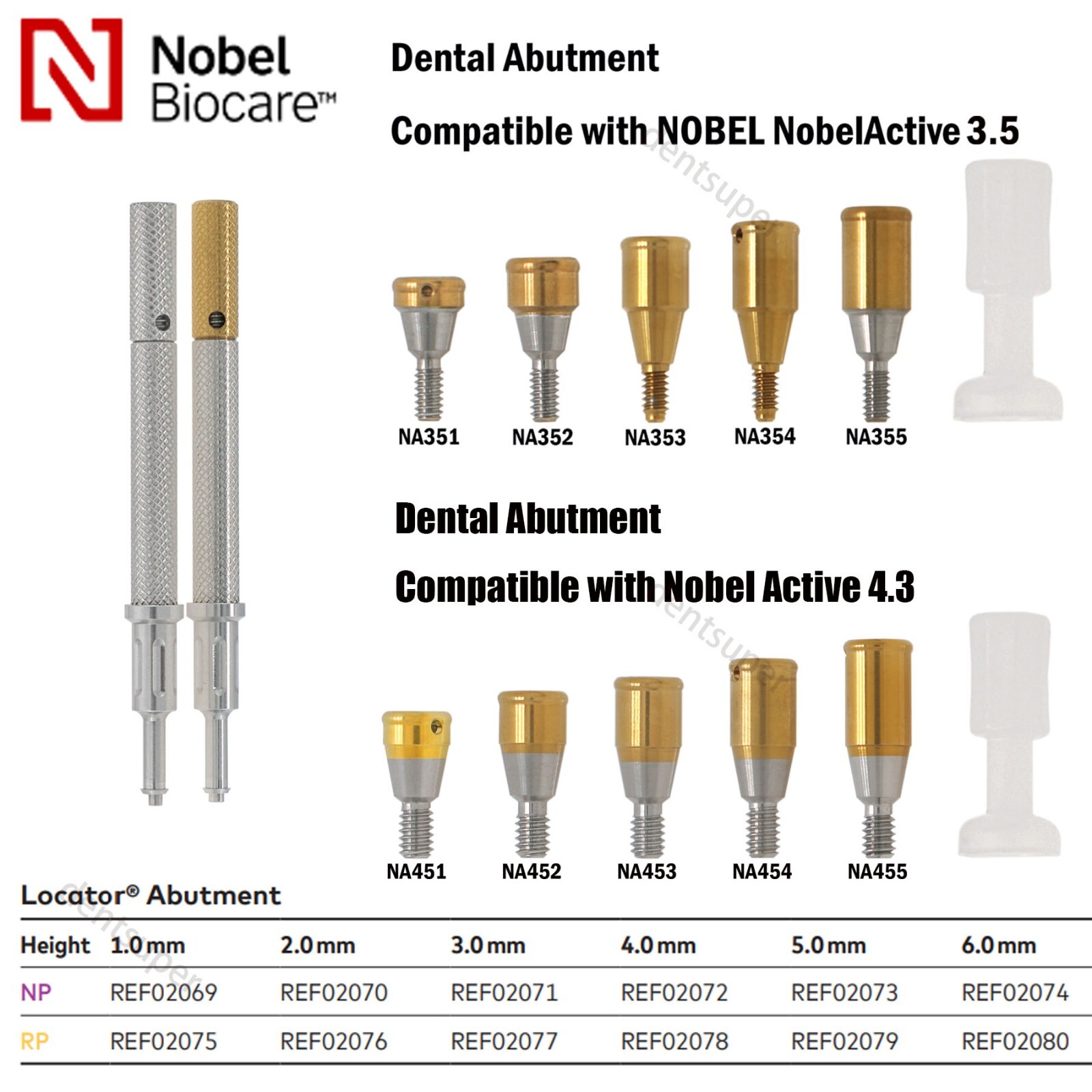 US Nobel Biocare Locator/Healing Abutment NP/RP Retention Caps Inserts Scanbody