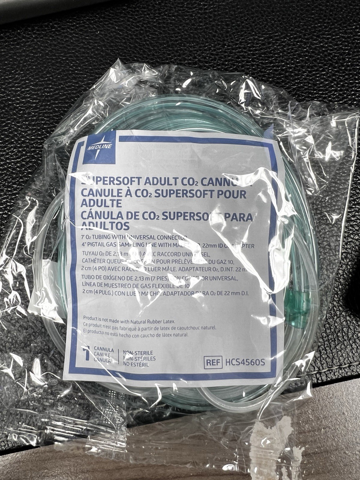 Medline SuperSoft Adult CO2 Cannula Green 7’ 02 Tubing, 4” Pigtail (QTY 17)