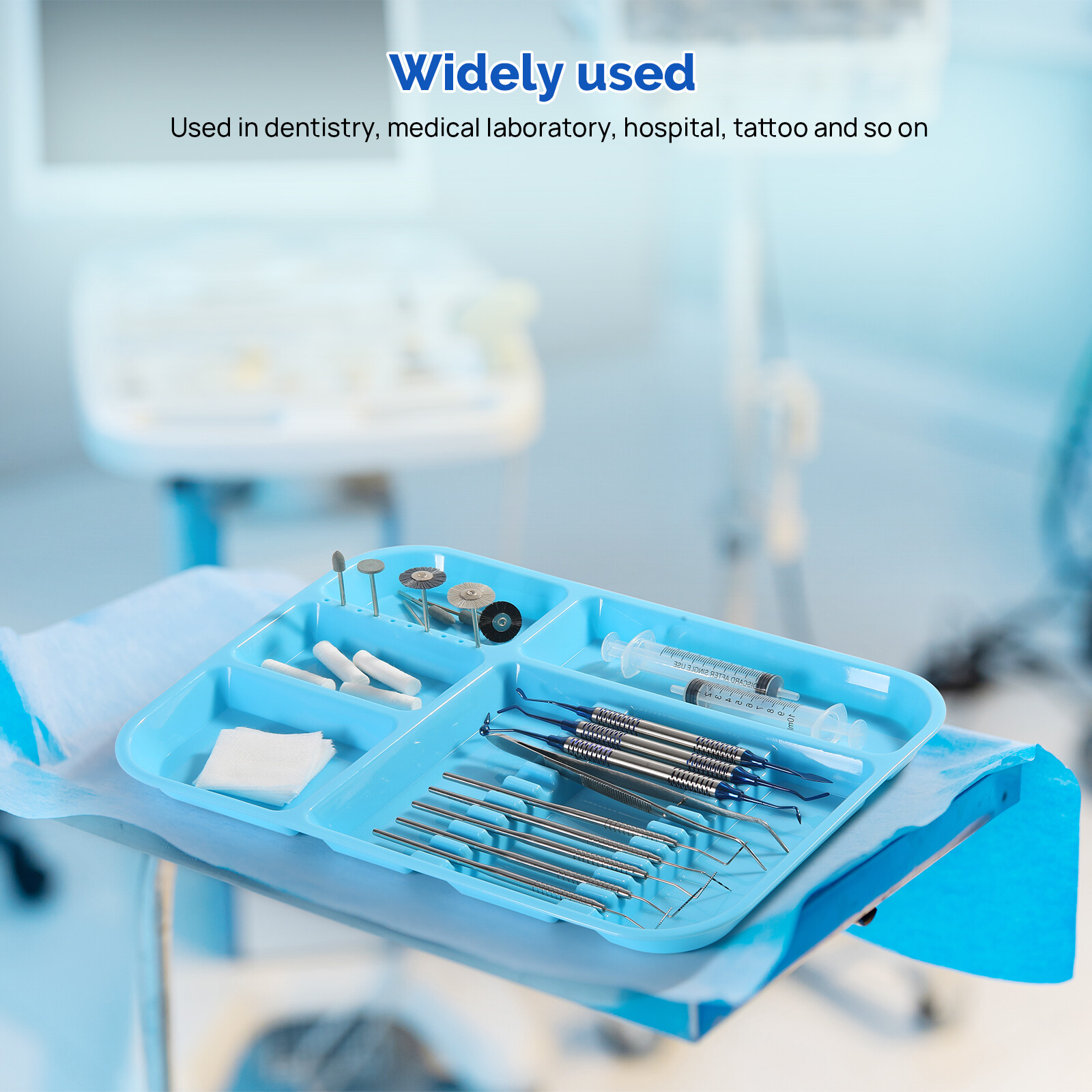 JMU Dental Instrument Tray Autoclavable Plastic Divided Trays Size B for Medical