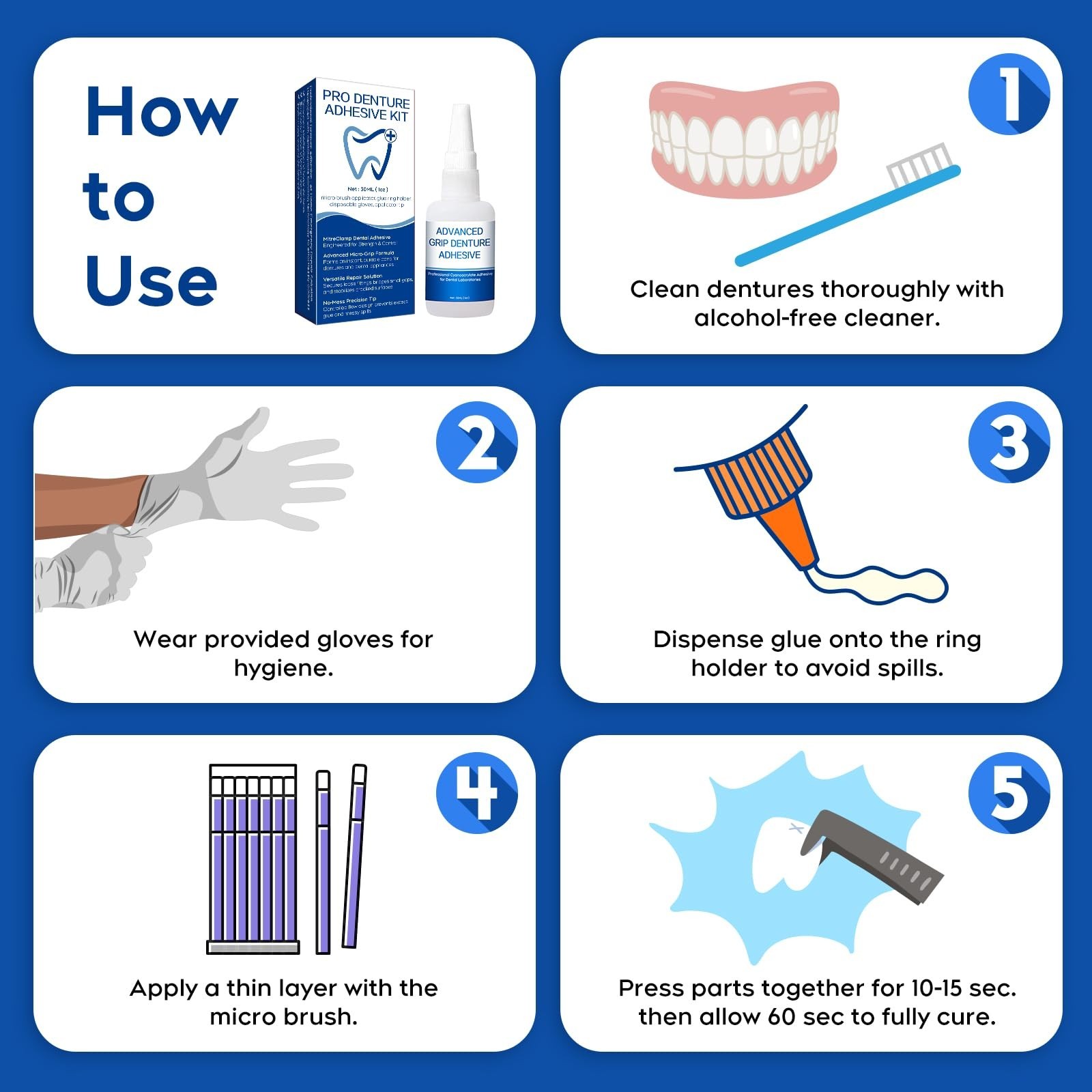 Instant Bonding Glue for Dentures & Lab Tools – Fast-Setting 15-60 Sec | Crack R
