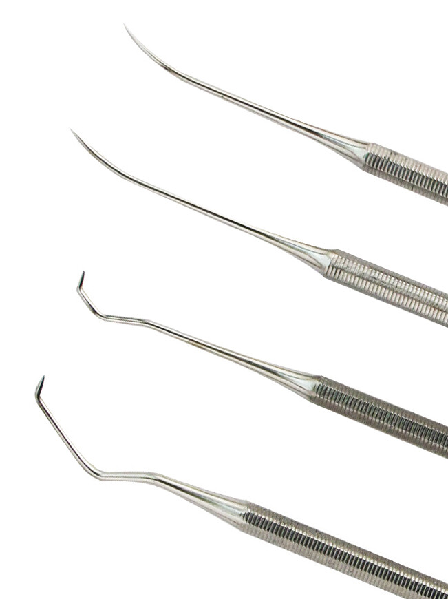 4pc Stainless Steel Dental Pick Probe Wax Carver Carving Scaler Hygiene Tool Set