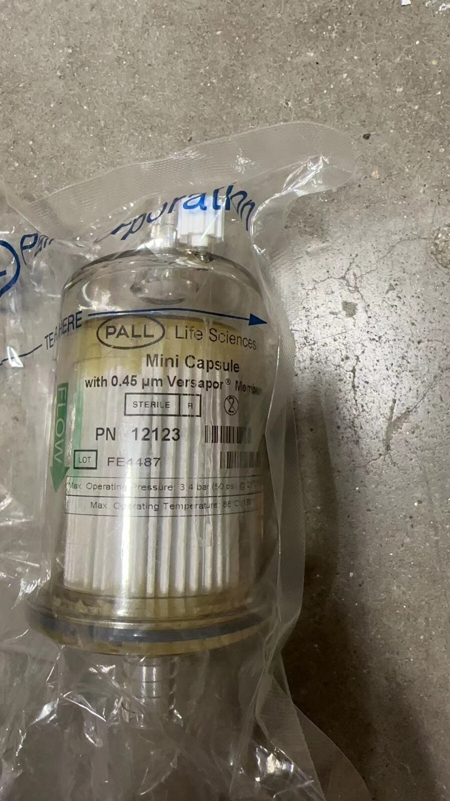 Pall 12123 Mini Capsule Filter Sterile 0.45um, no box