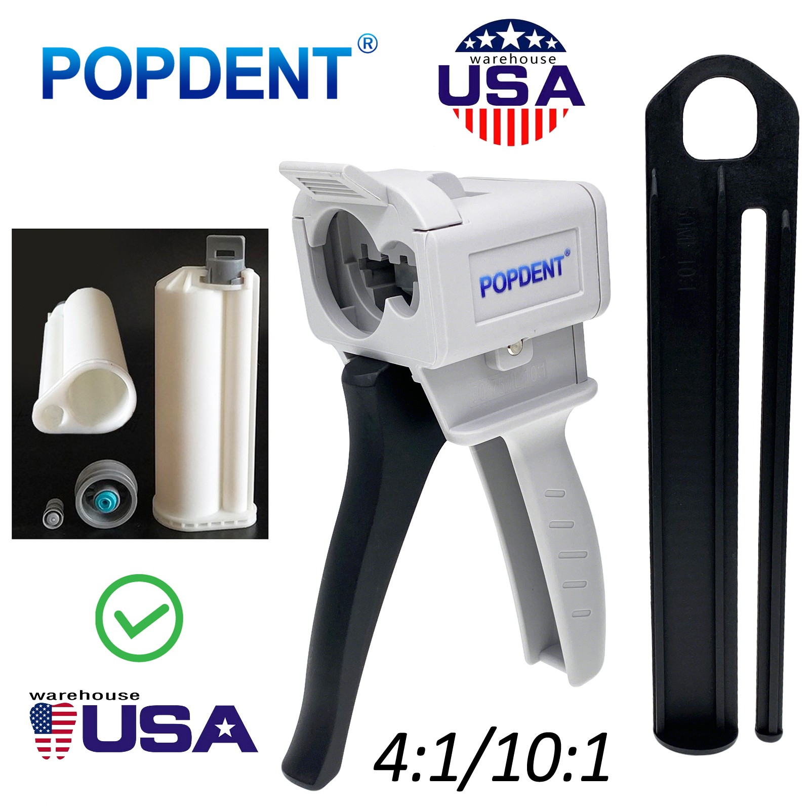Dispensing Gun For Temporary Crown Bridge Material Cartridge Dispenser 4:1/10:1