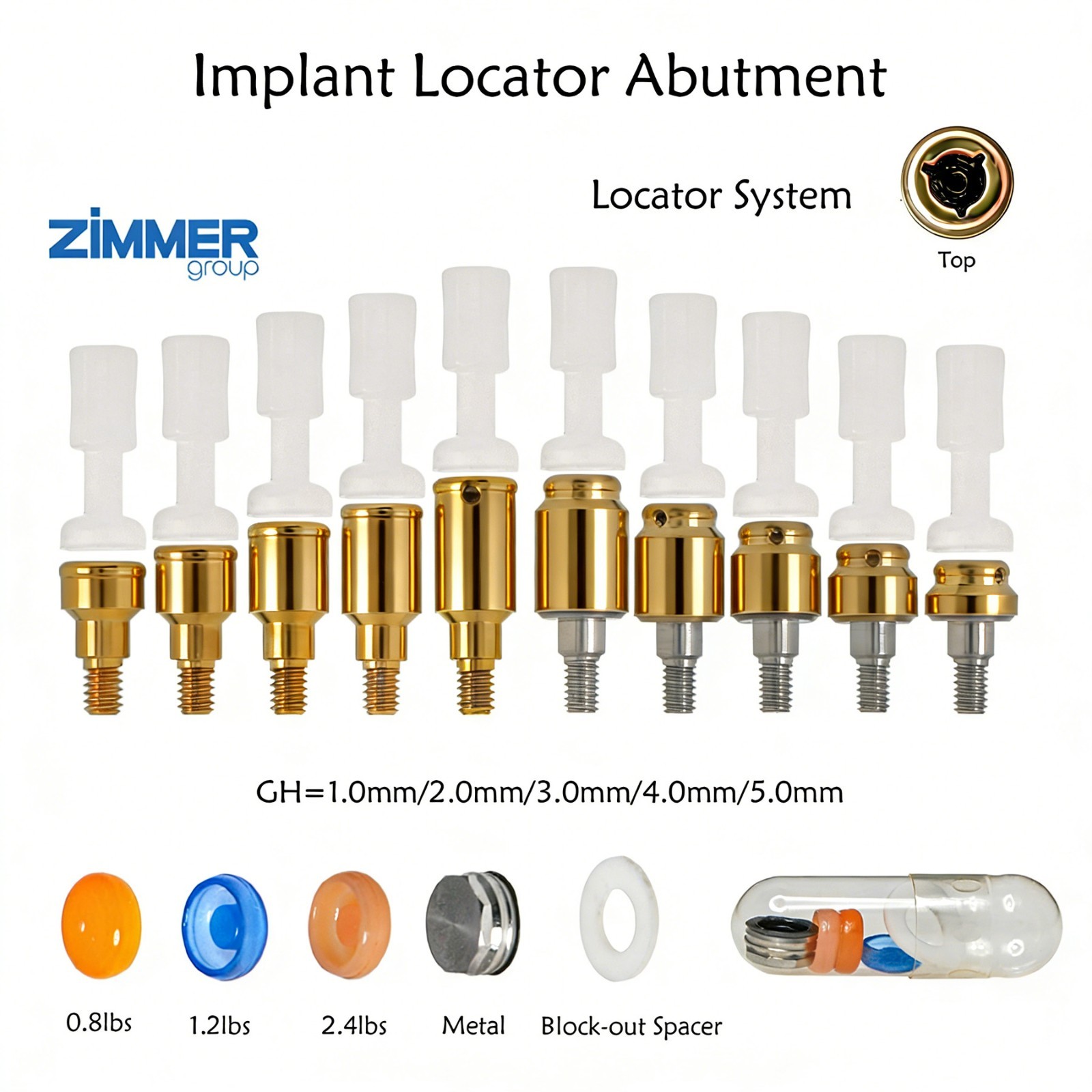 Dental Zimmer Tapered Screw-Vent Locator Abutments TSV Ø3.5/4.5mm Retention Caps