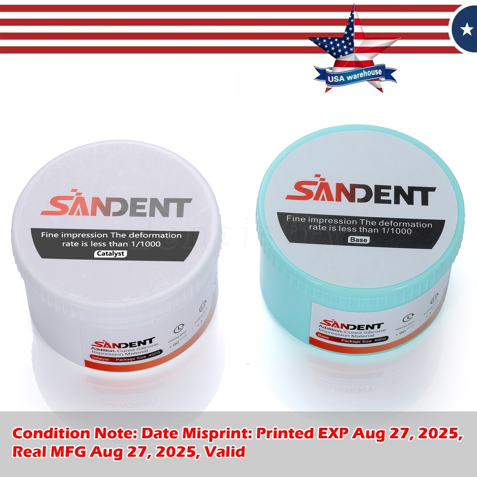 Dental Putty Fast Set PVS VPS Impression Material Silicon Hydrophilic 2x 400g US