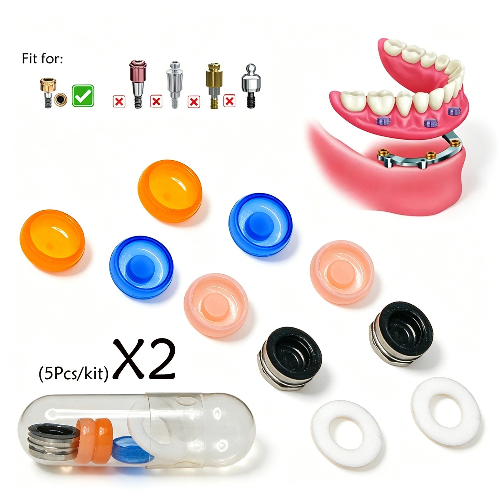 2Set Dental Standard Male Processing Set Zest Locator Overdenture Retention Caps