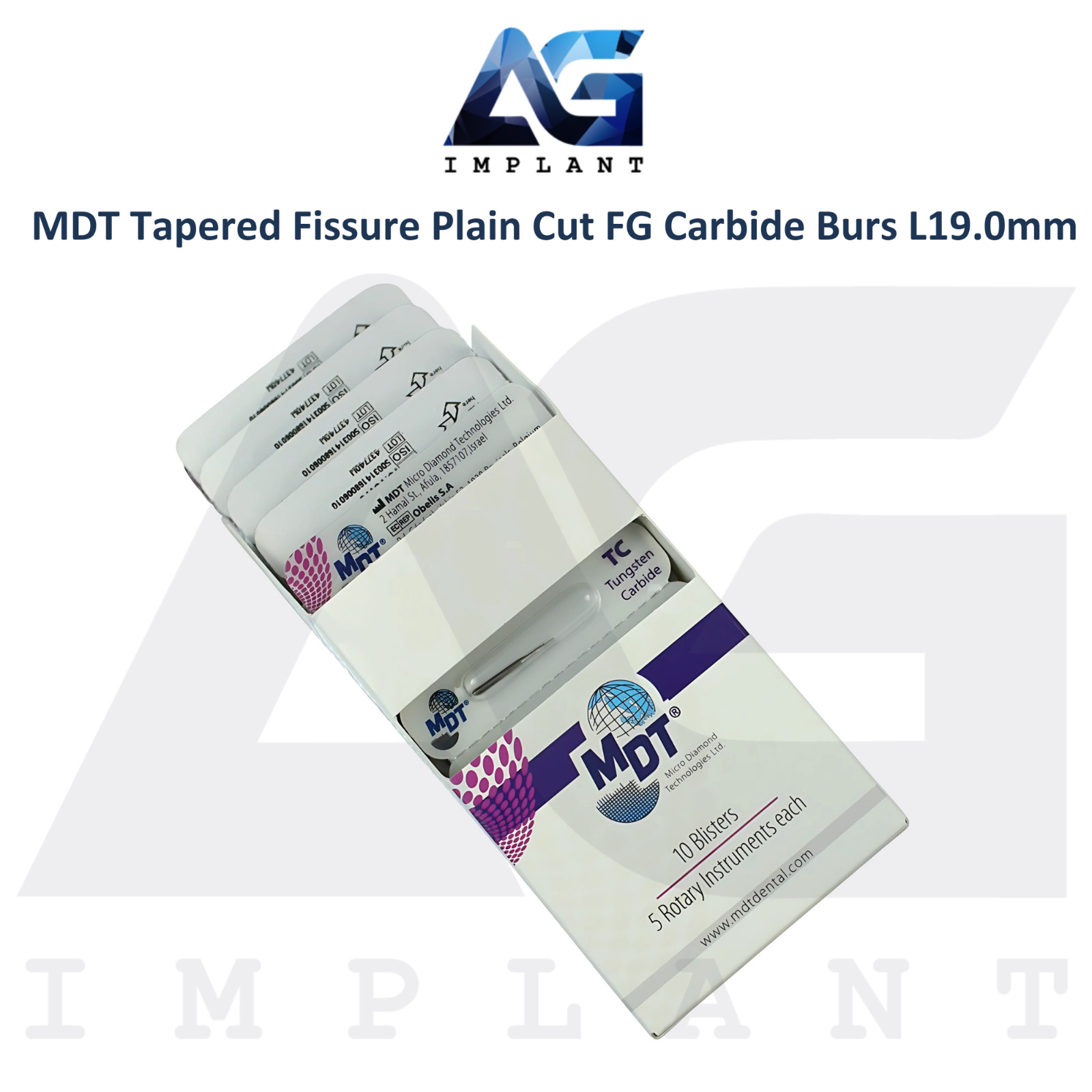 MDT Tapered Fissure Plain Cut FG Carbide Burs L19.0mm Material Removal Dentistry