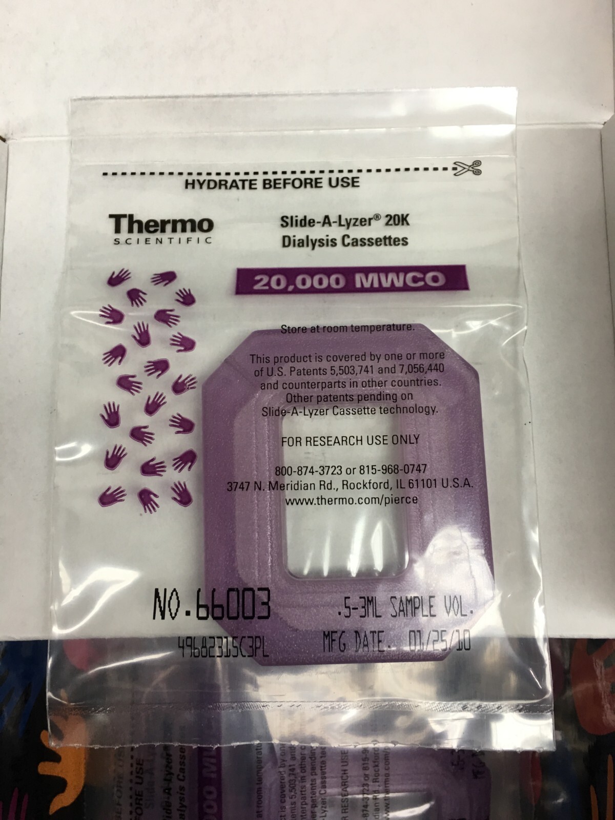 Thermo Scientific PN 66003 Slide-A-Lyzer Dialysis Cassette 20K MWCO Lot 6 PCS