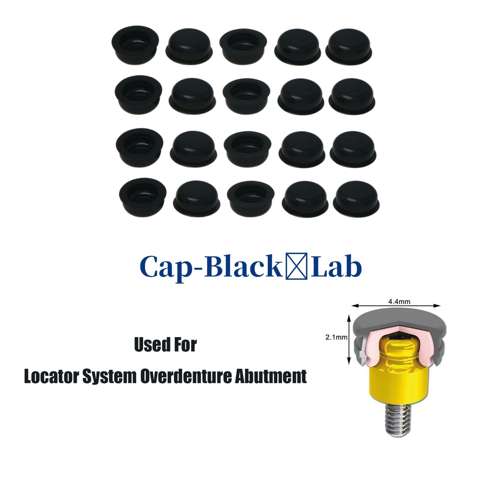 US Dental Overdenture Locator Male Caps Inserts PEEK Core Tool Housing Kit 20Pcs