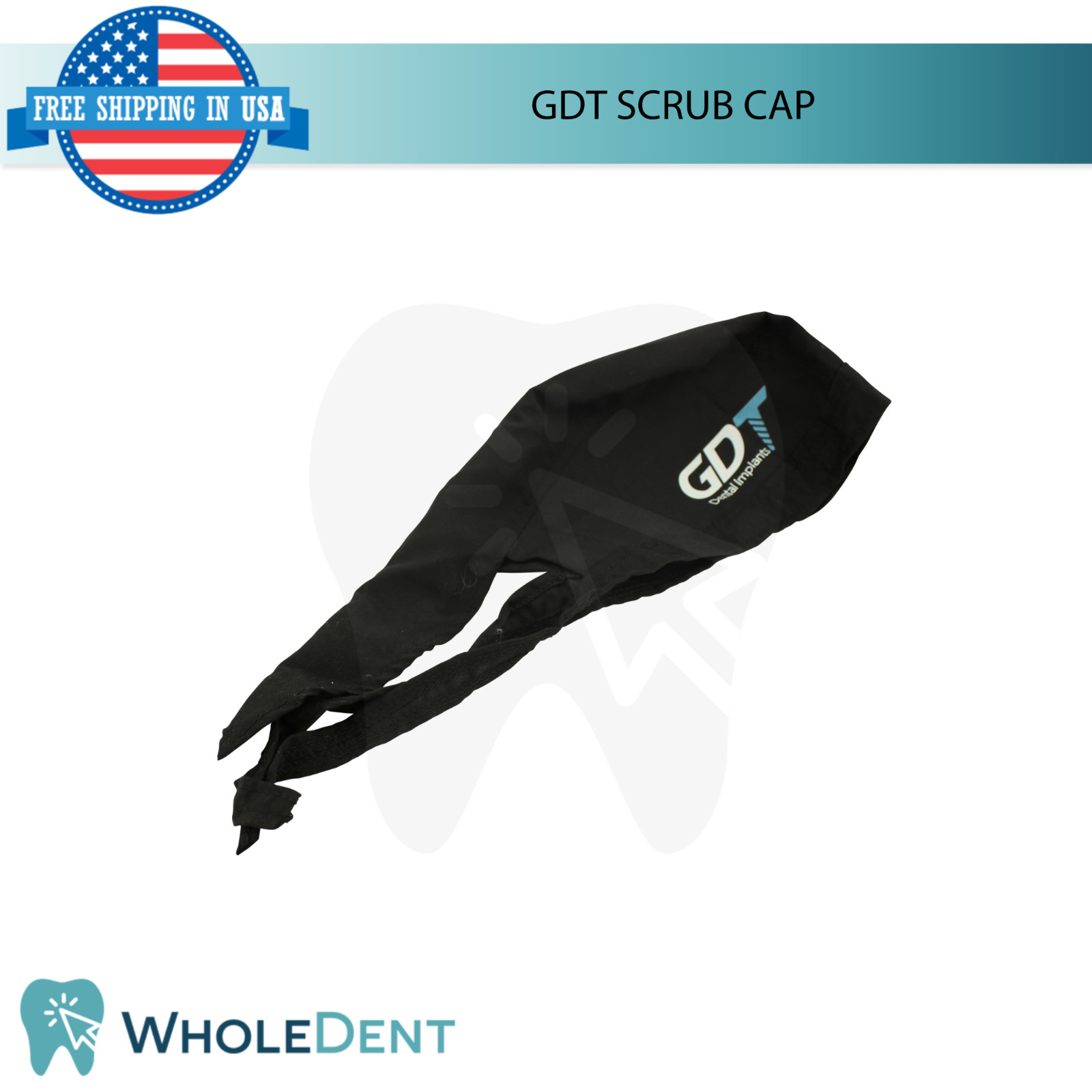 Black Scrub Cap 59cm Washable Head Coverage Dental Surg1cal Procedures