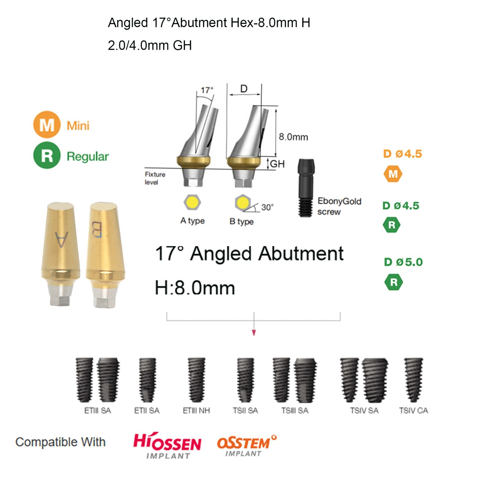 Hiossen ET Dental zest Locator/Healing/Straight/Angulated Abutment Mini/Regular
