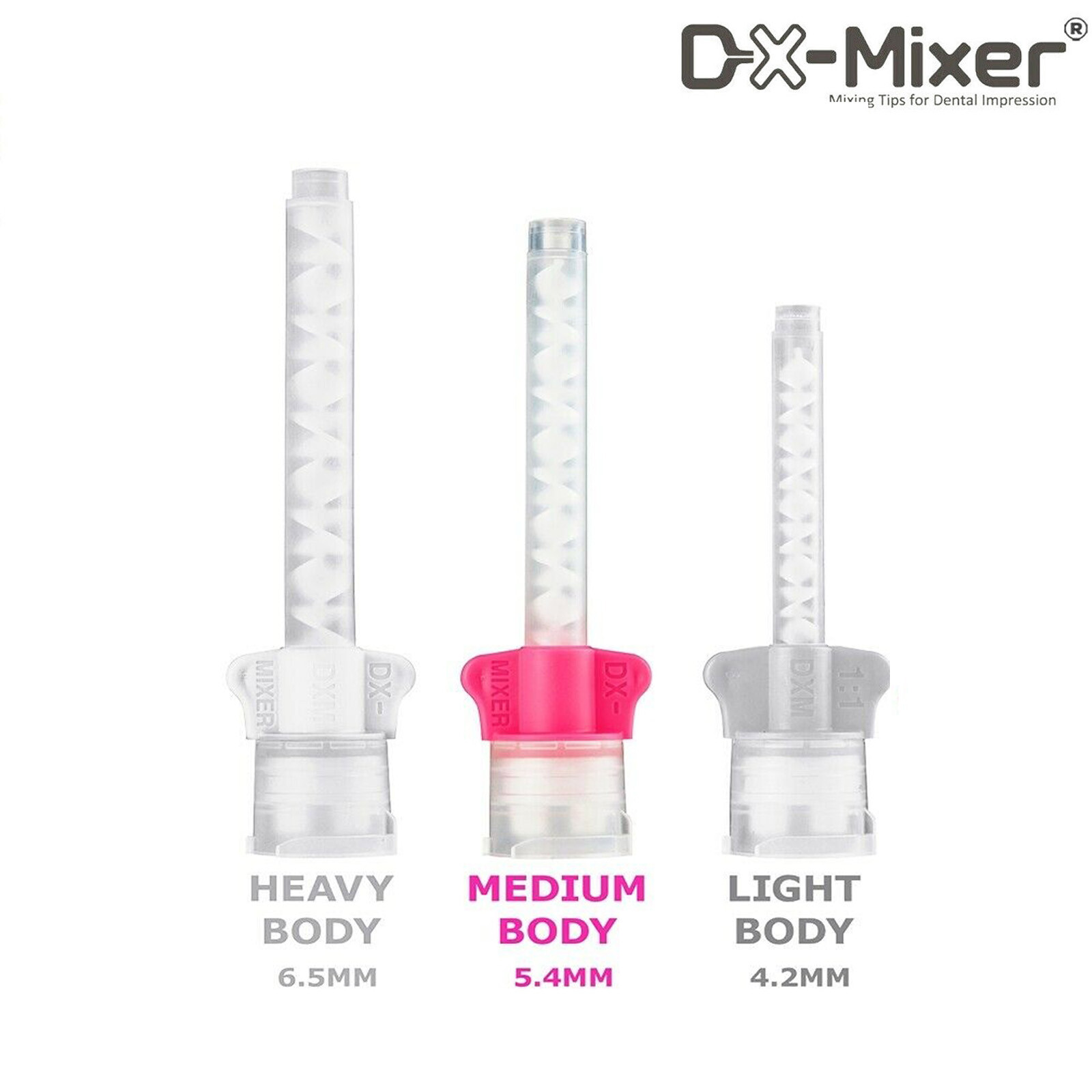 48PCS DX-Mixer® Dental HP Mixing Tips Impression Material 1:1Ratio 6.5/5.4/4.2mm