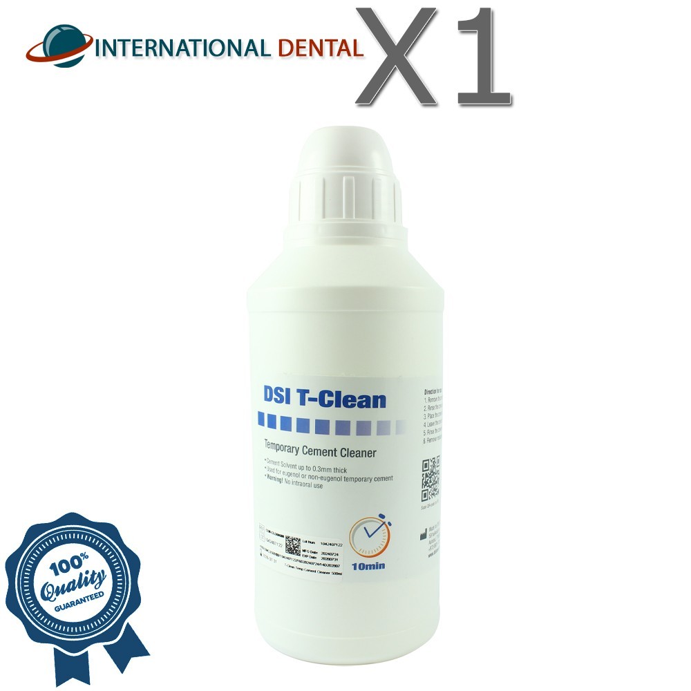 Dental T-Clean Temporary Cement Solvent Cleaner 500ml Bottle Fast Clean Solution