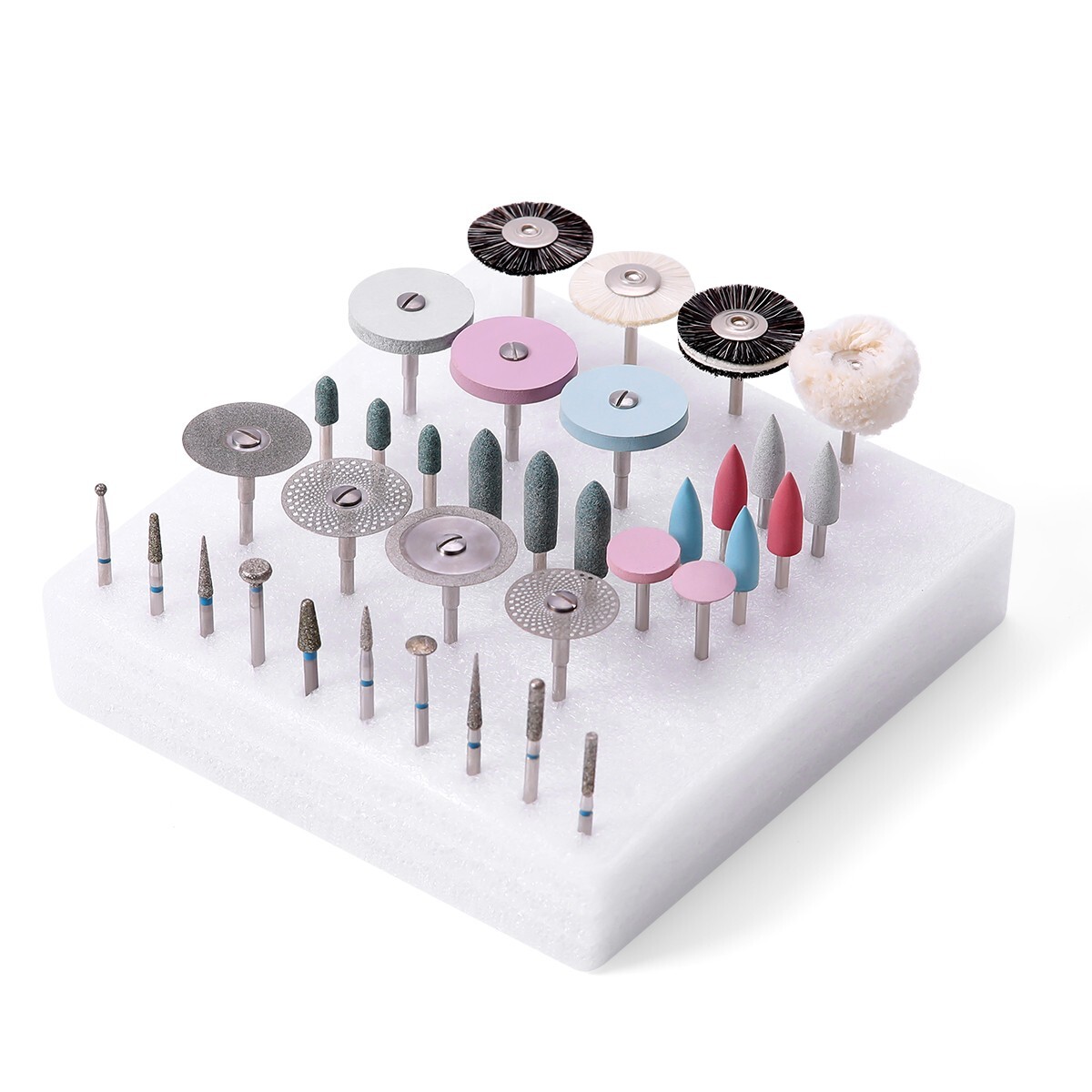 Dental Diamond Burs Polishing Brushes HP Polishers Stone Silicon Wheel Discs Kit