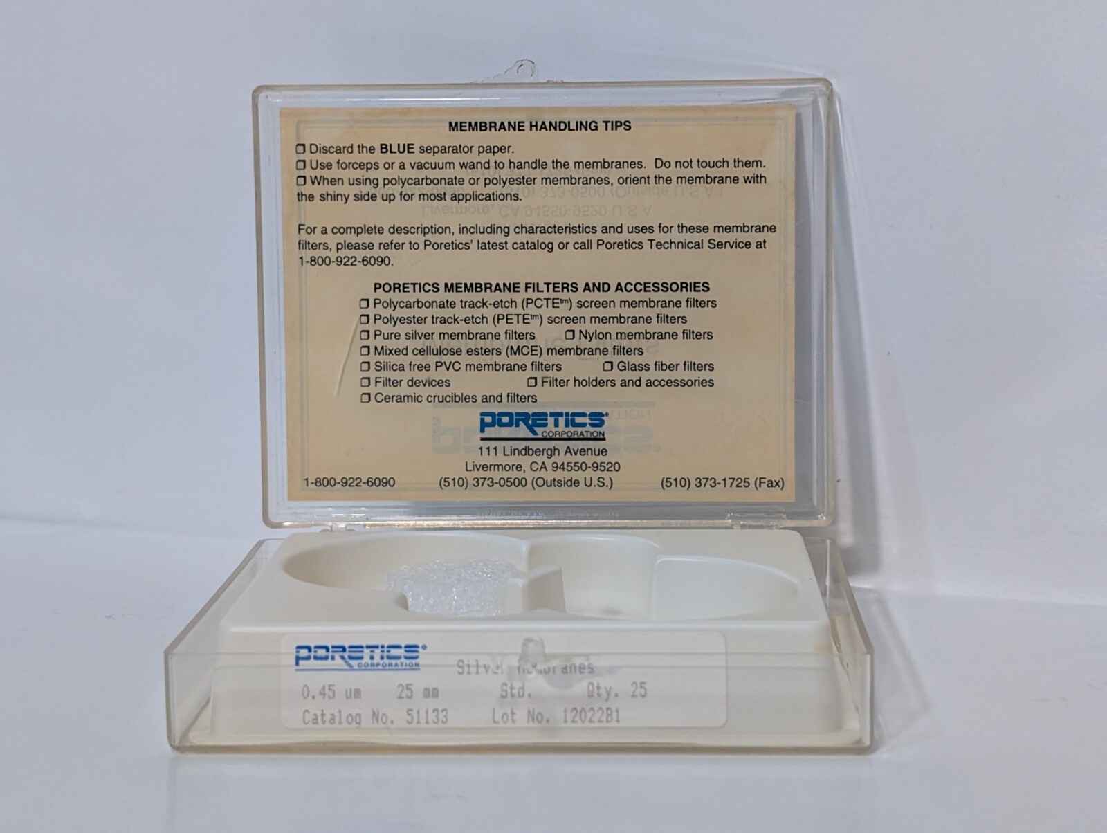 Poretics Corp. 51133 Silver Membrane Filter Discs, 25mm, 0.45μm