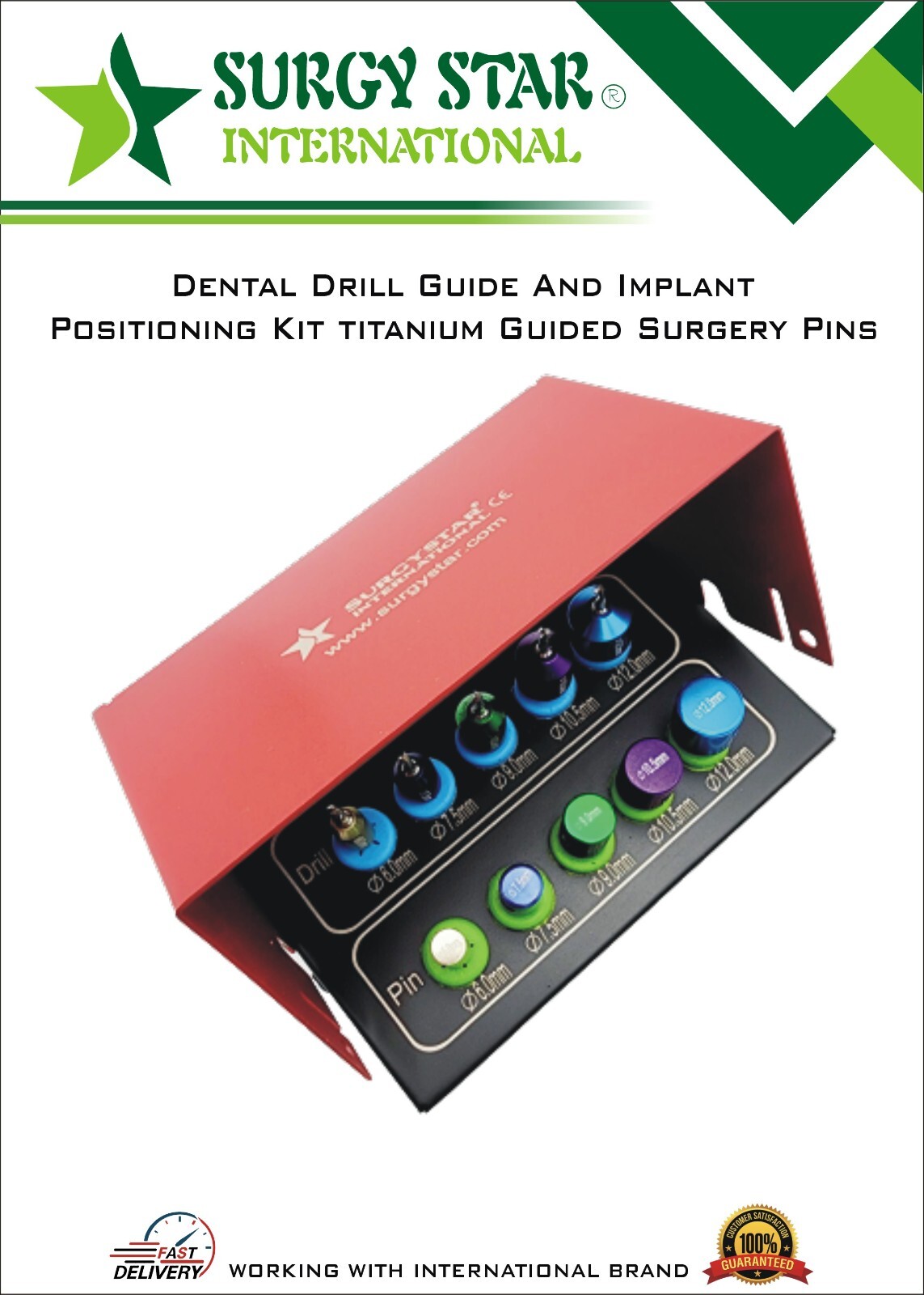 Drill Implants Guide Kit & Positioning Kit Titanium 10 Pcs with Bit Holder